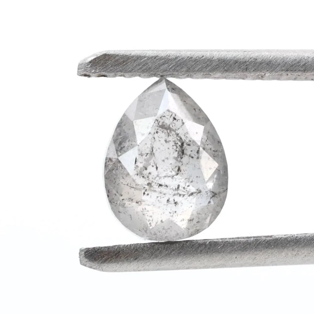 1.10 Ct Salt and Pepper Diamond, Natural Smokey Gray Color Pear Cut Loose Diamonds for Engagement Ring