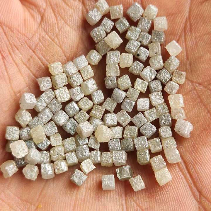 10.05 Ct Natural Cube Rough Diamonds | 3.00–4.00 mm Gray Color Uncut Loose Stones for Jewelry Making