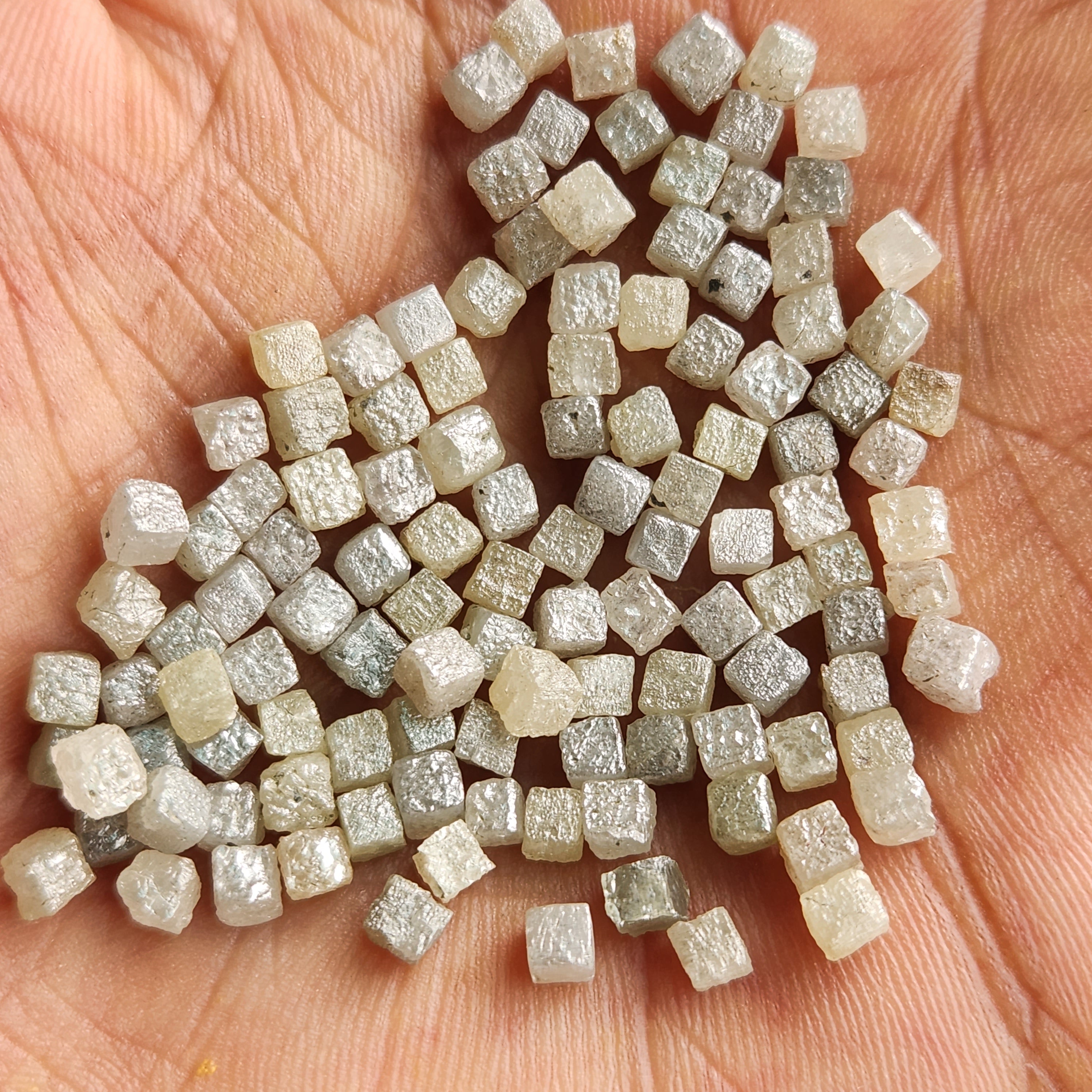 5.00 Ct Natural Cube Rough Diamonds | 2–3 mm Gray Raw Uncut Loose Stones for Jewelry Making