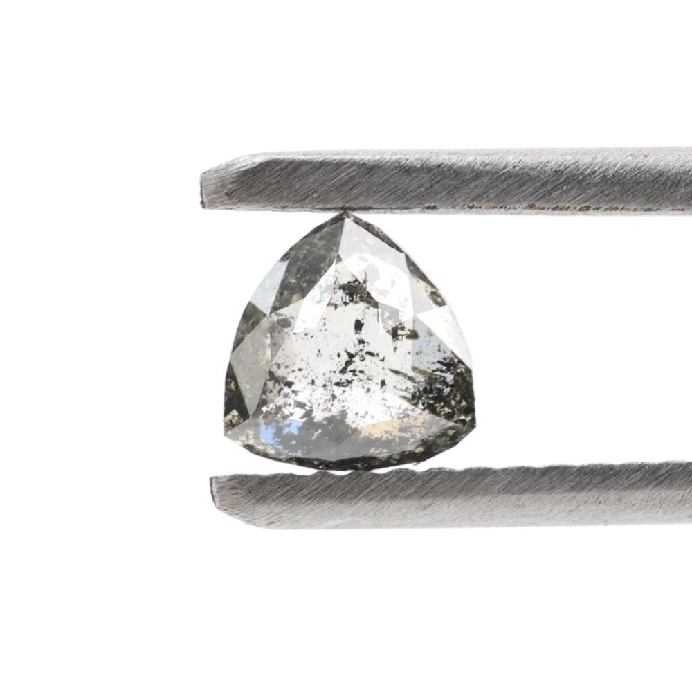 0.52 Ct Salt and Pepper Diamond, Natural Gray Trillion Loose Diamonds for Engagement Ring