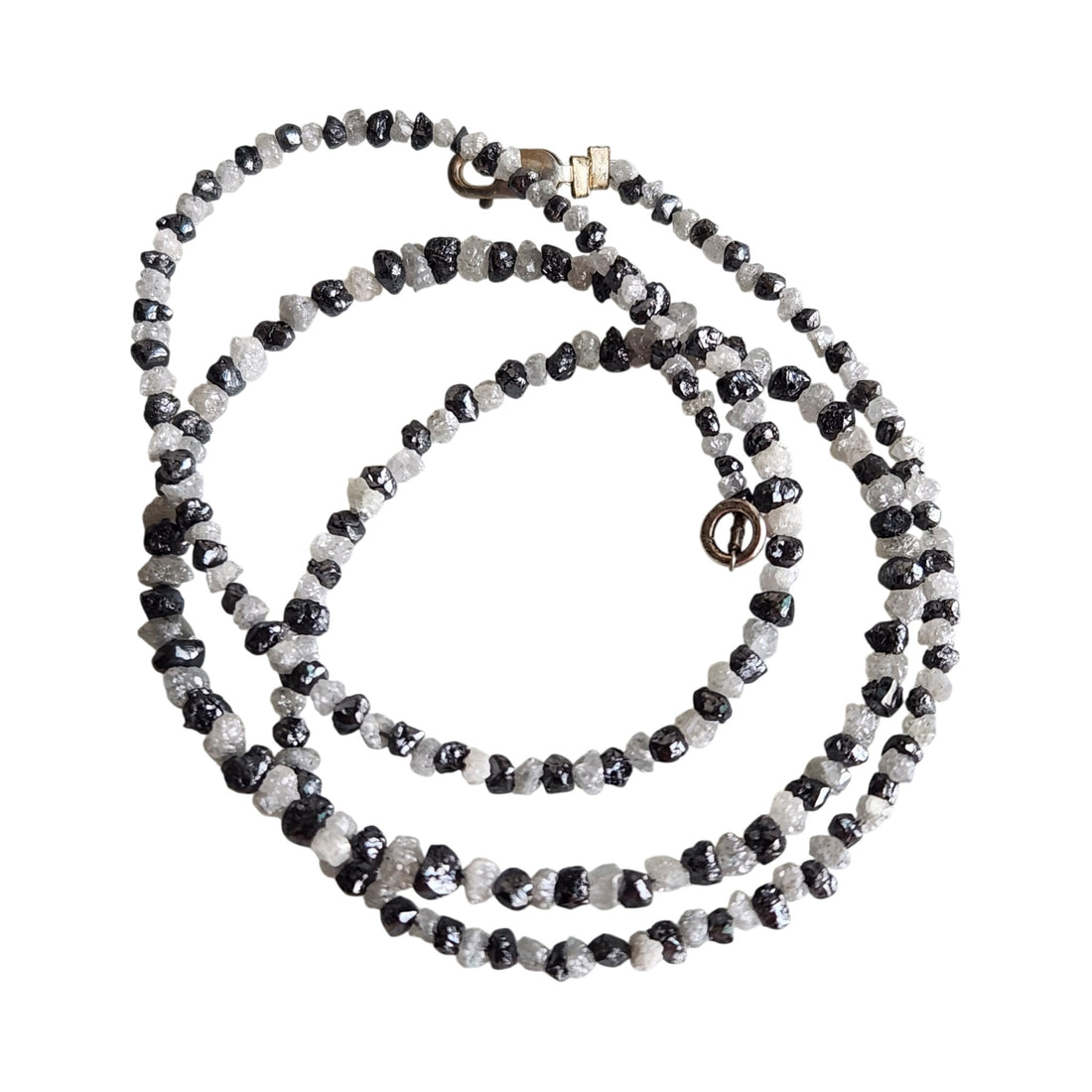 Raw Diamond Beads 16" Strand Necklace, Natural White Black Rough Loose Diamond Beads Chain, Gift for Her