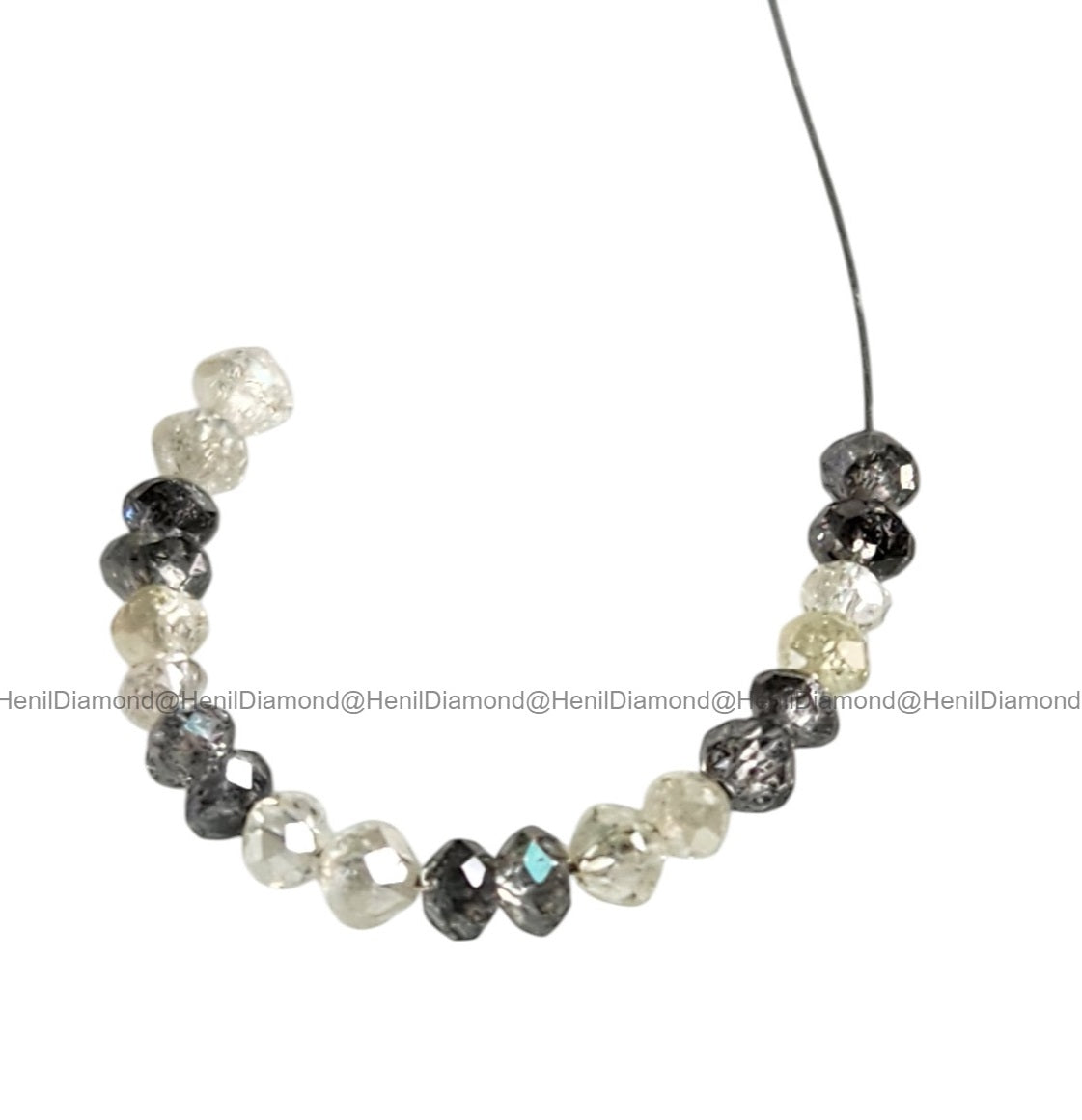 1.02 Ct Lot 1.50 to 2.00 MM Natural White Gray Polished Round Loose Diamonds Beads wt Drilled Hole for Necklace