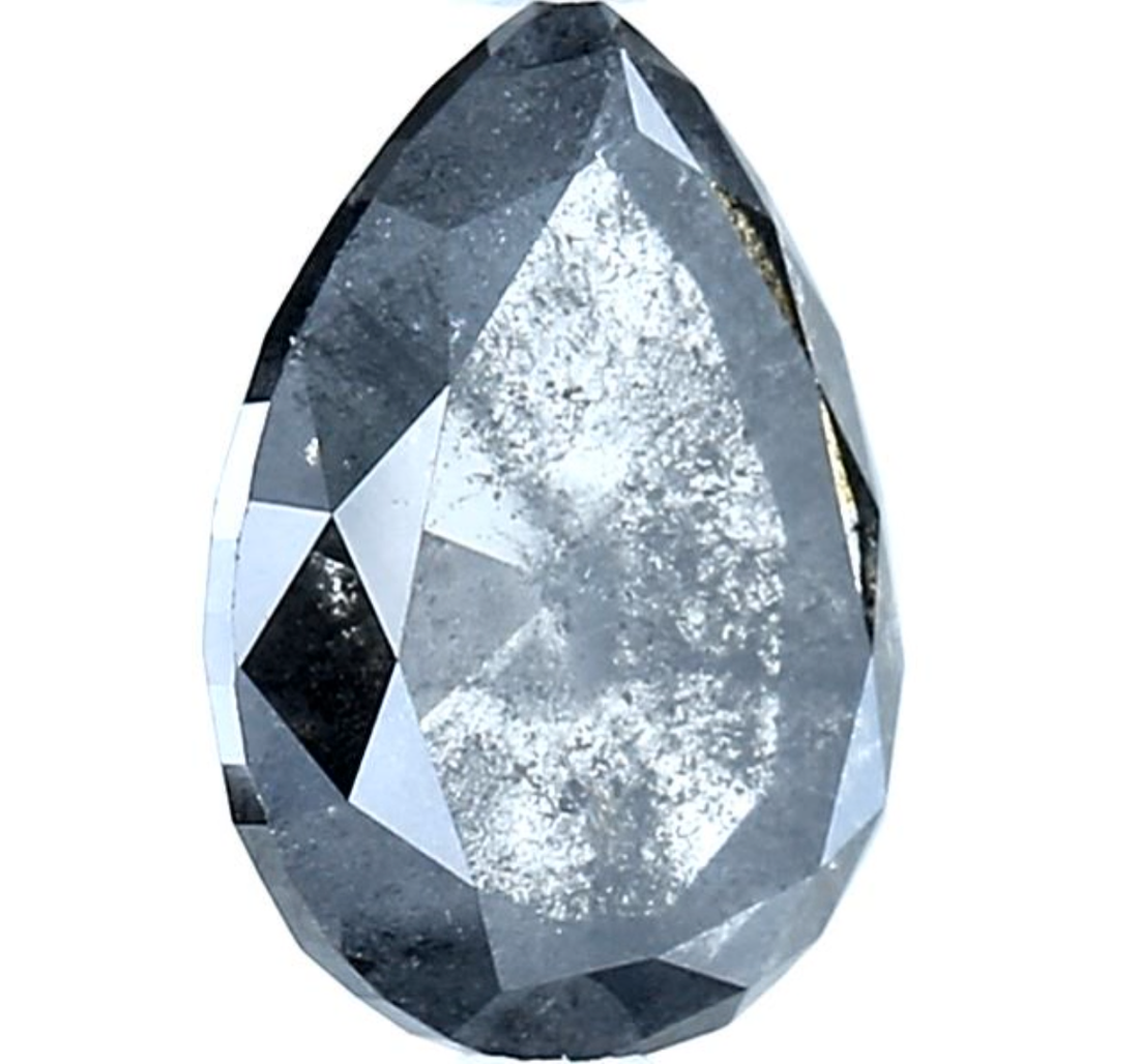 Salt and Pepper Diamond, 2.45 Ct Natural Gray Color Pear Cut Loose Diamonds for Engagement Ring