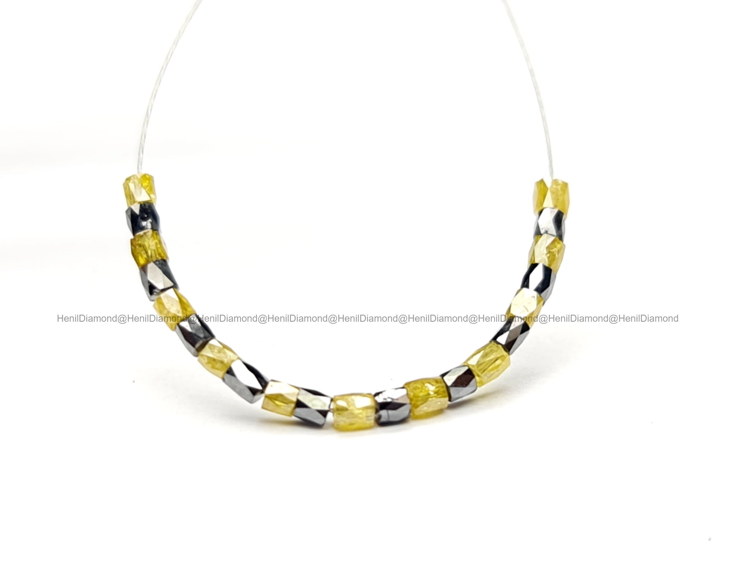 1.00 Ct Natural Yellow & Black Tube Diamond Beads with Drilled Hole | 1.50–2.00 MM Loose Diamonds for Jewelry Making