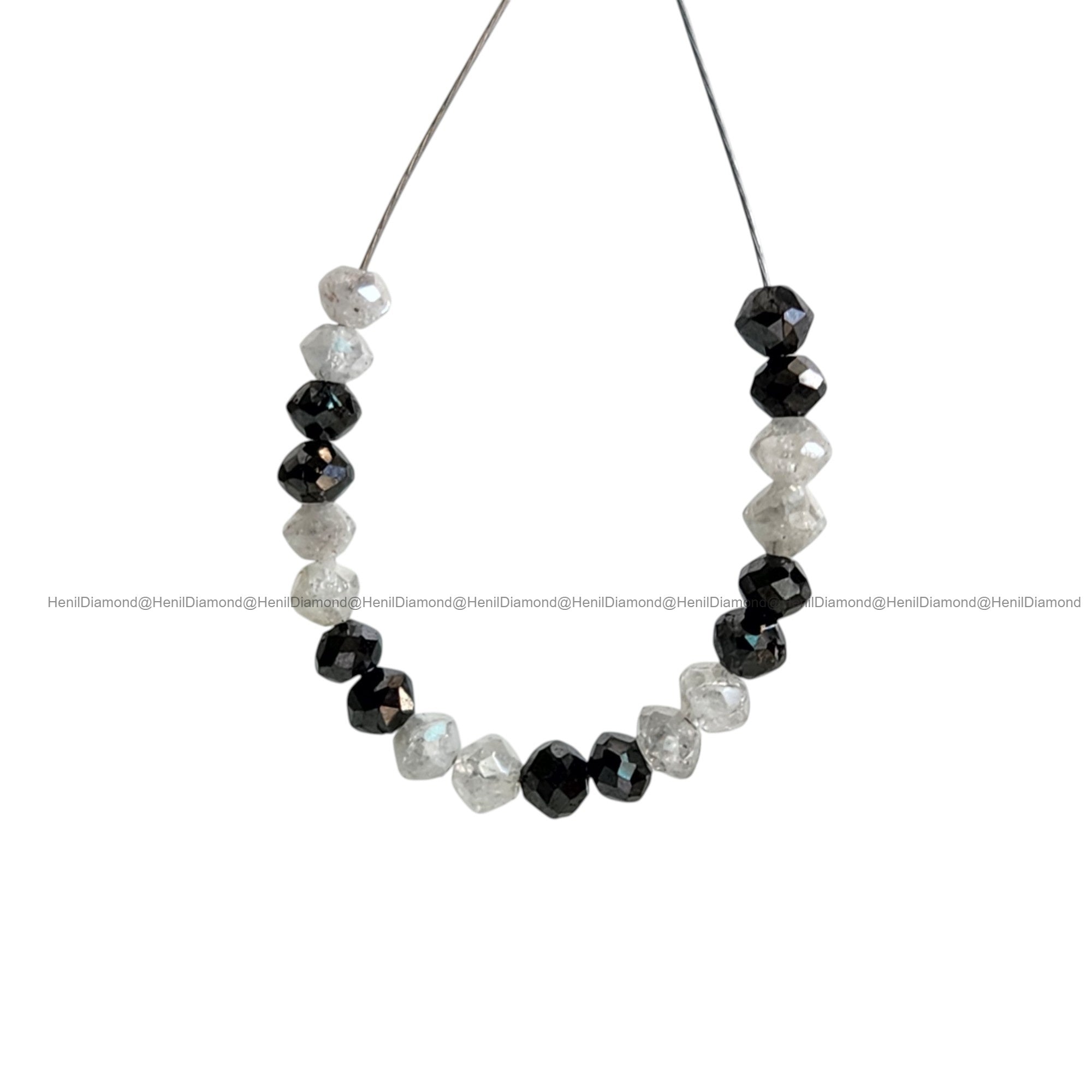 1.03 Ct Lot 1.50 to 2.00 MM Natural White Black Polished Round Loose Diamonds Beads wt Drilled Hole for String