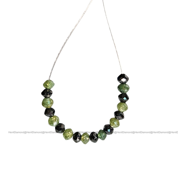 1.04 Ct Lot 1.50 to 2.00 MM Natural Green Black Polished Round Loose Diamonds Beads wt Drilled Hole for Making Jewelry