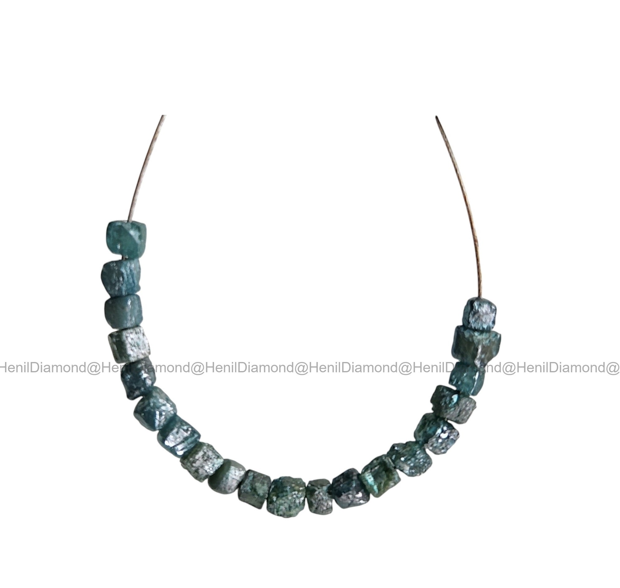 1.02 Ct Natural Blue Rough Cube Loose Diamond Beads with Drilled Hole for Necklace Making