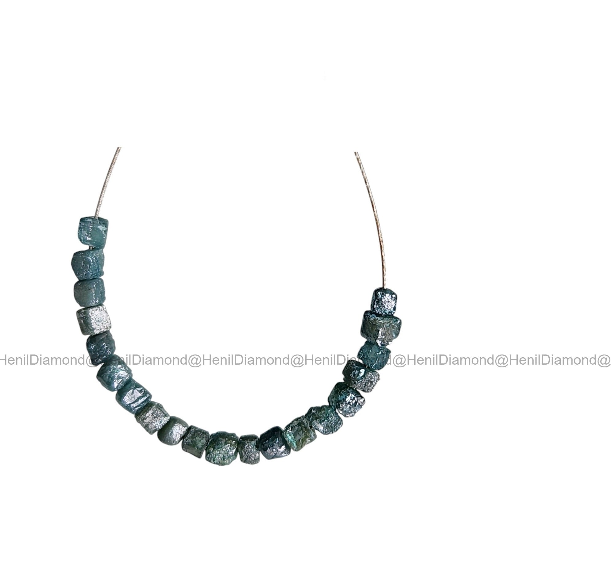 1.02 Ct Natural Blue Rough Cube Loose Diamond Beads with Drilled Hole for Necklace Making