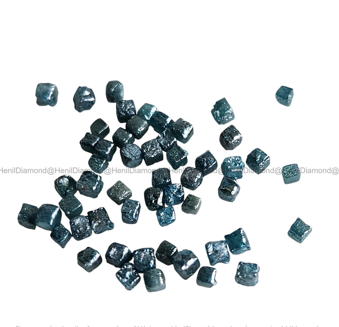 2.04 Ct 1.50-2.00 MM Natural Blue Cube Rough Loose Diamond for Jewelry