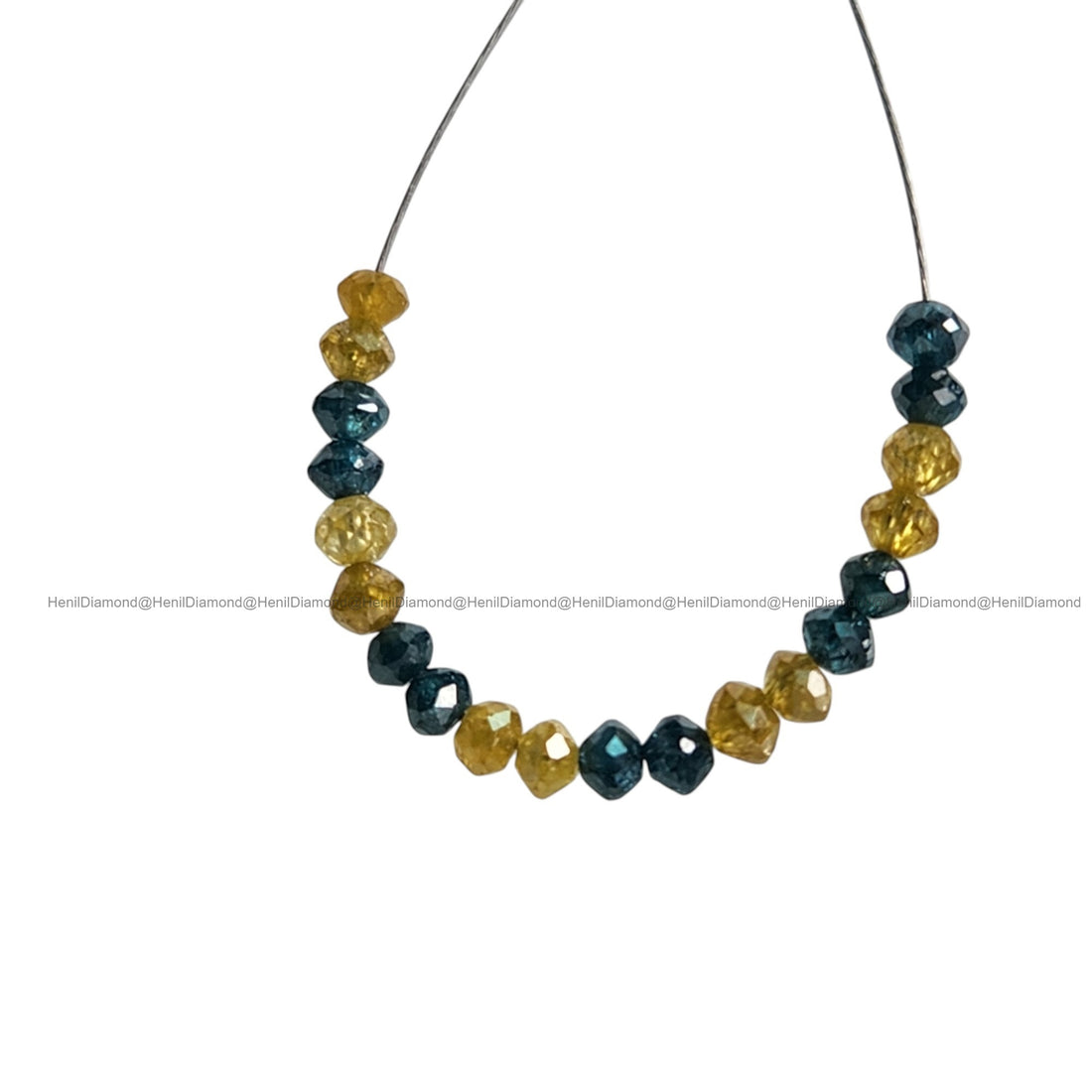 1.04 Ct Lot 1.50 to 2.00 MM Natural Yellow Blue Color Polished Round Loose Diamonds Beads wt Drilled Hole for Strand