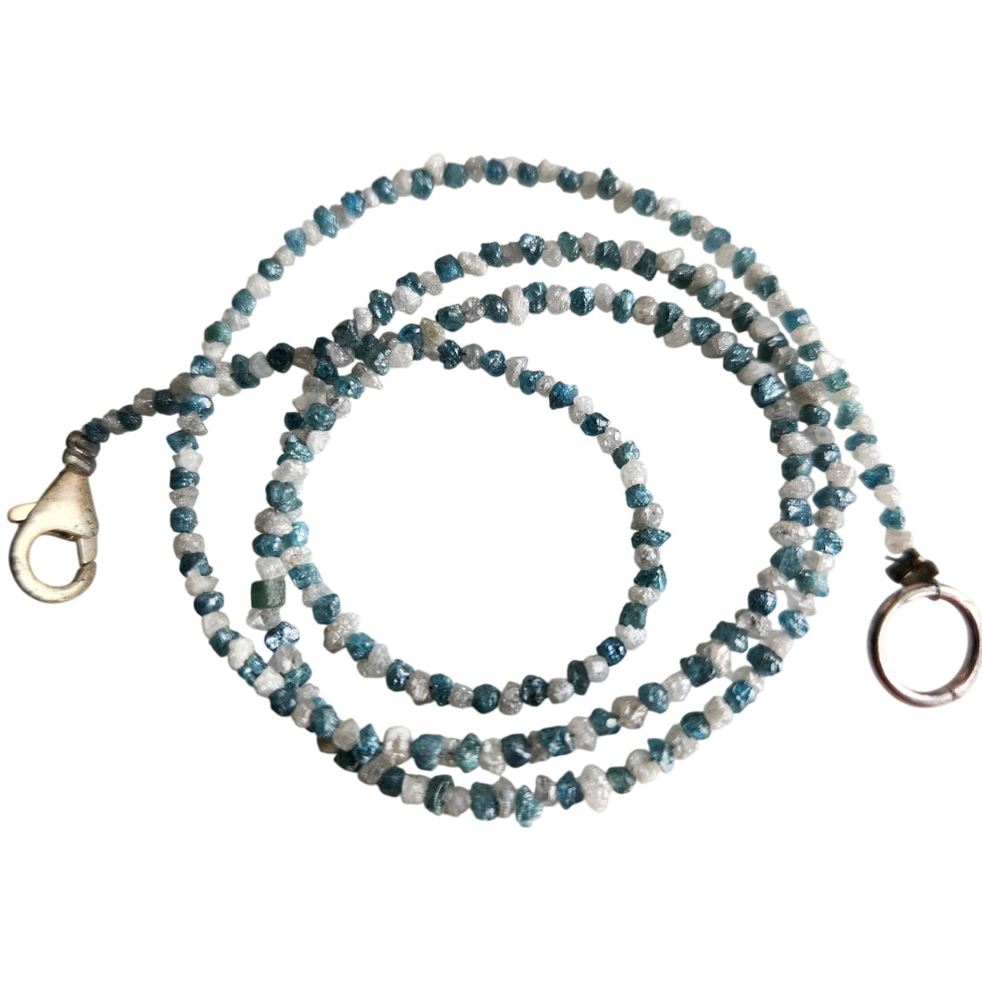 Raw Diamond Beads 16" Strand Necklace, Natural White Blue Rough Loose Diamond Beads Chain, Gift for Her