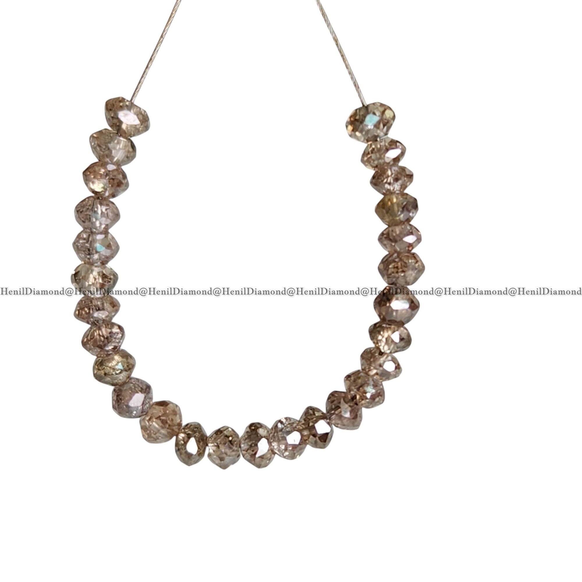 1.02 Ct 1.50-2.00 MM Natural Brown Round Diamond Beads with Drilled Hole for Necklace Strand