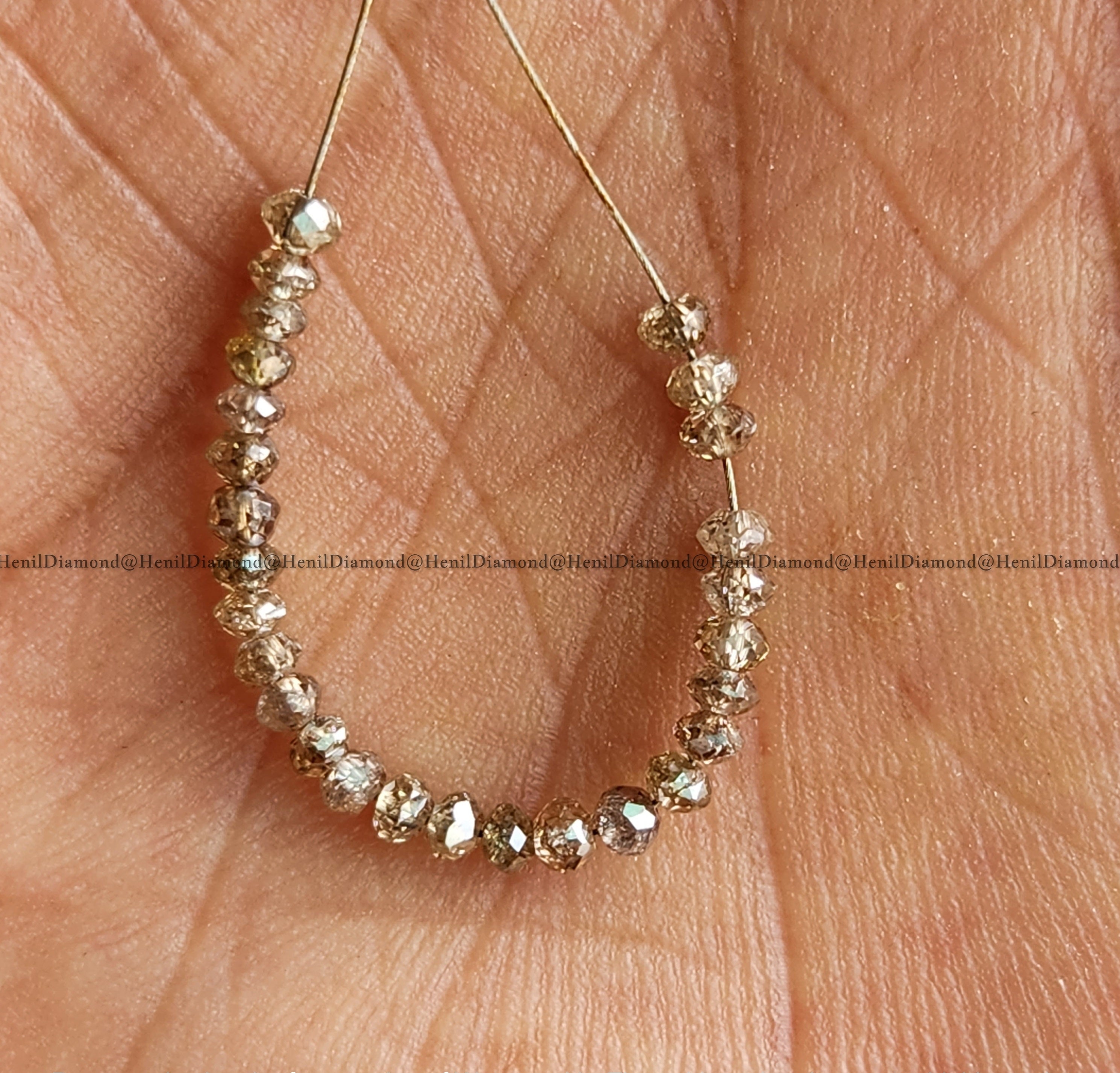 1.02 Ct 1.50-2.00 MM Natural Brown Round Diamond Beads with Drilled Hole for Necklace Strand