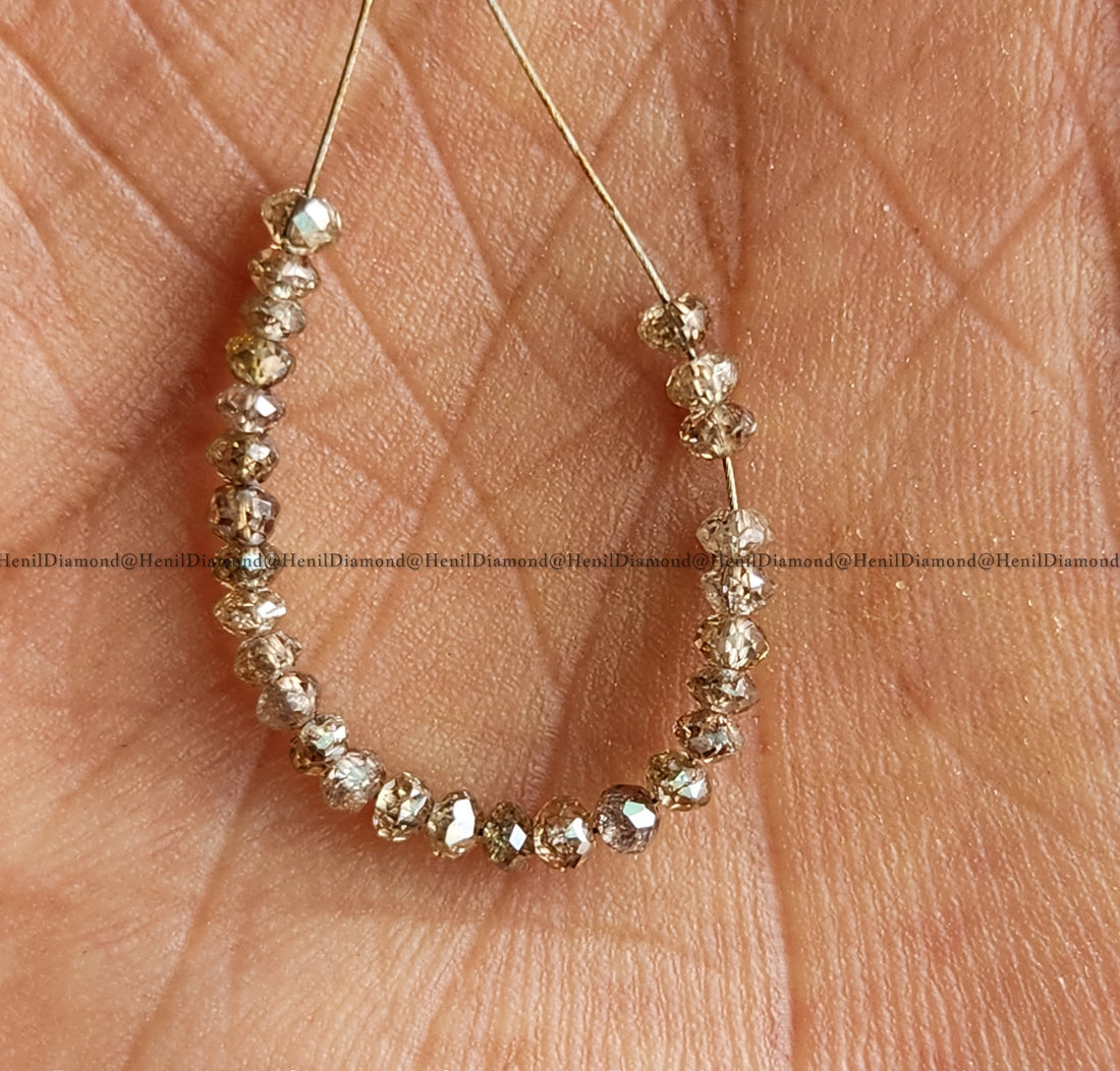 2.04 Ct 1.50-2.00 MM Natural Brown Round Diamond Beads with Drilled Hole for Jewelry