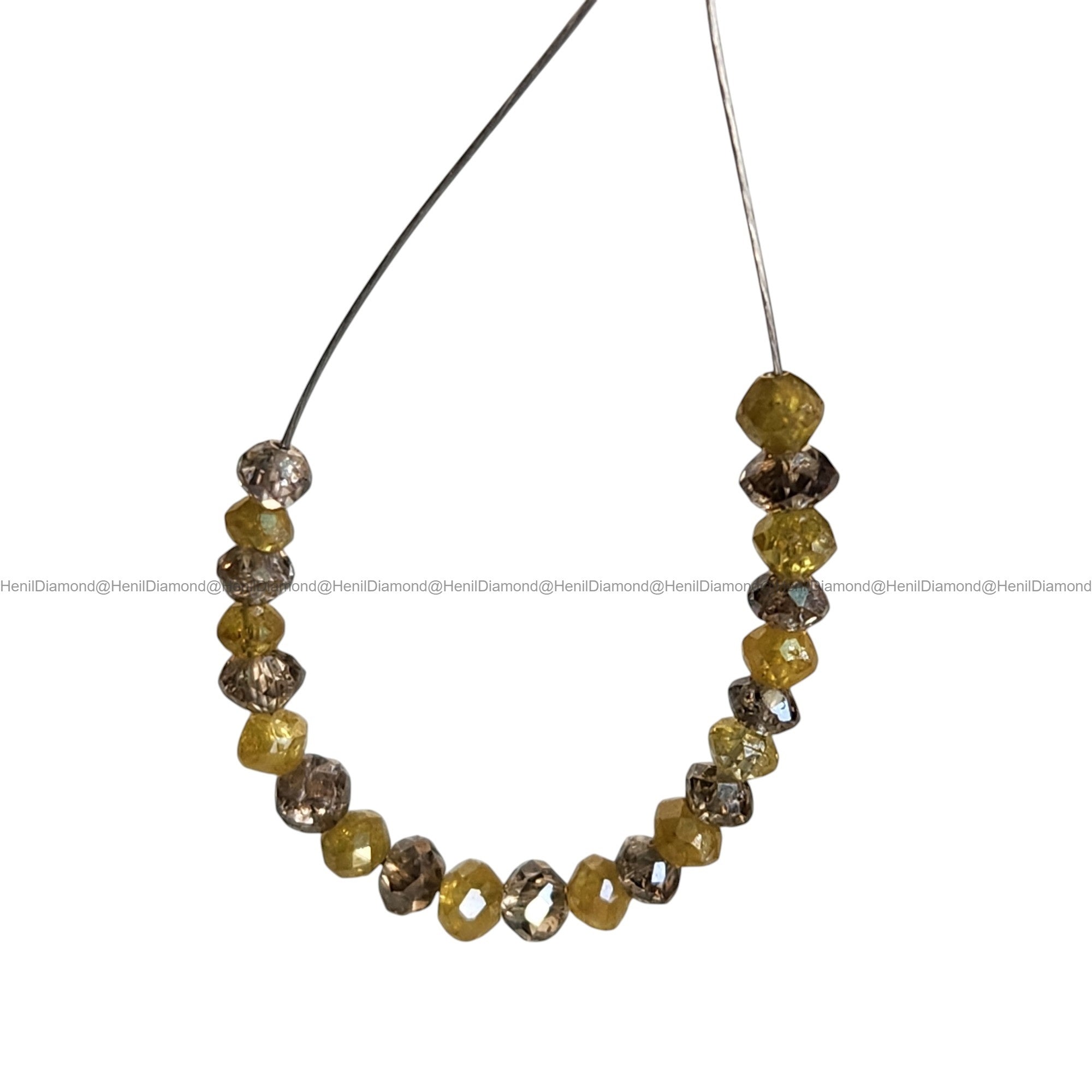 1.03 Ct Lot 1.50 to 2.00 MM Natural Yellow Brown Color Polished Round Loose Diamonds Beads wt Drilled Hole for Strand