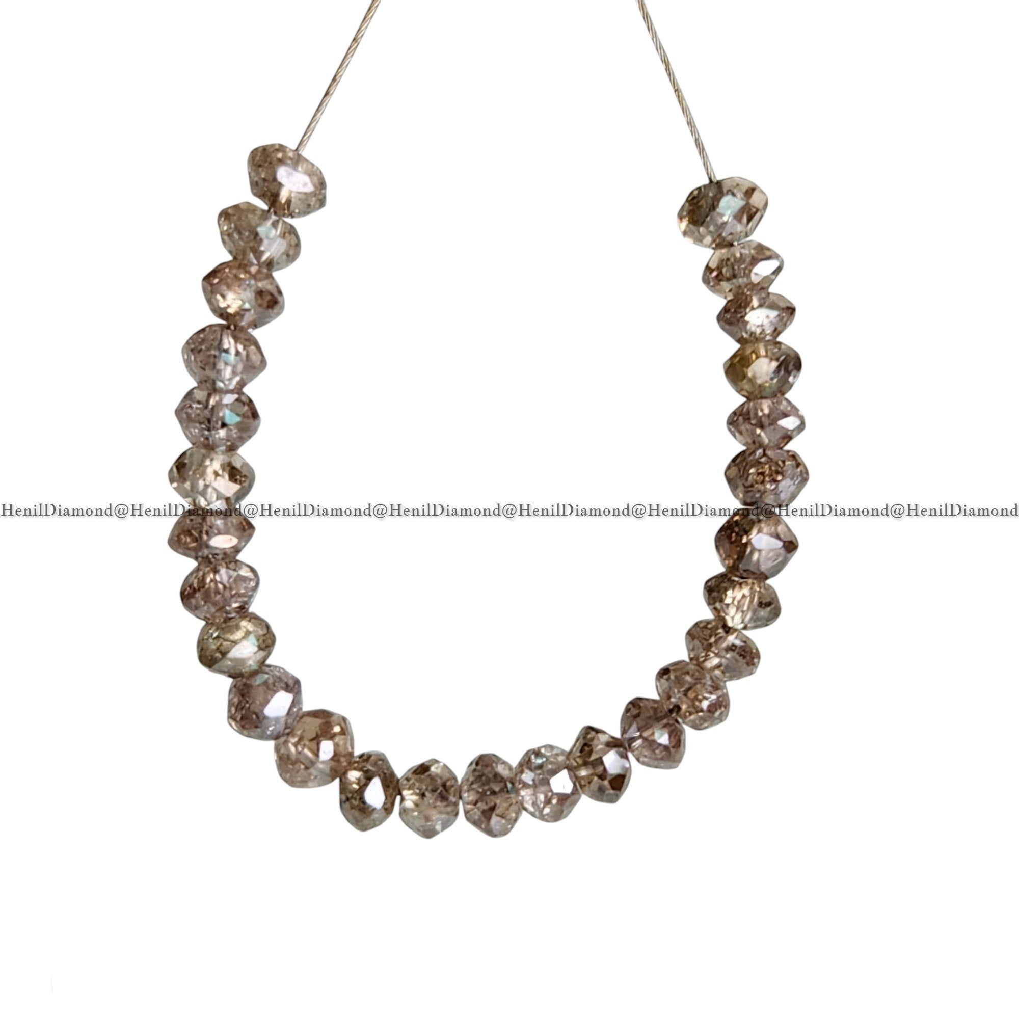 1.02 Ct 1.50-2.00 MM Natural Brown Round Diamond Beads with Drilled Hole for Necklace Strand