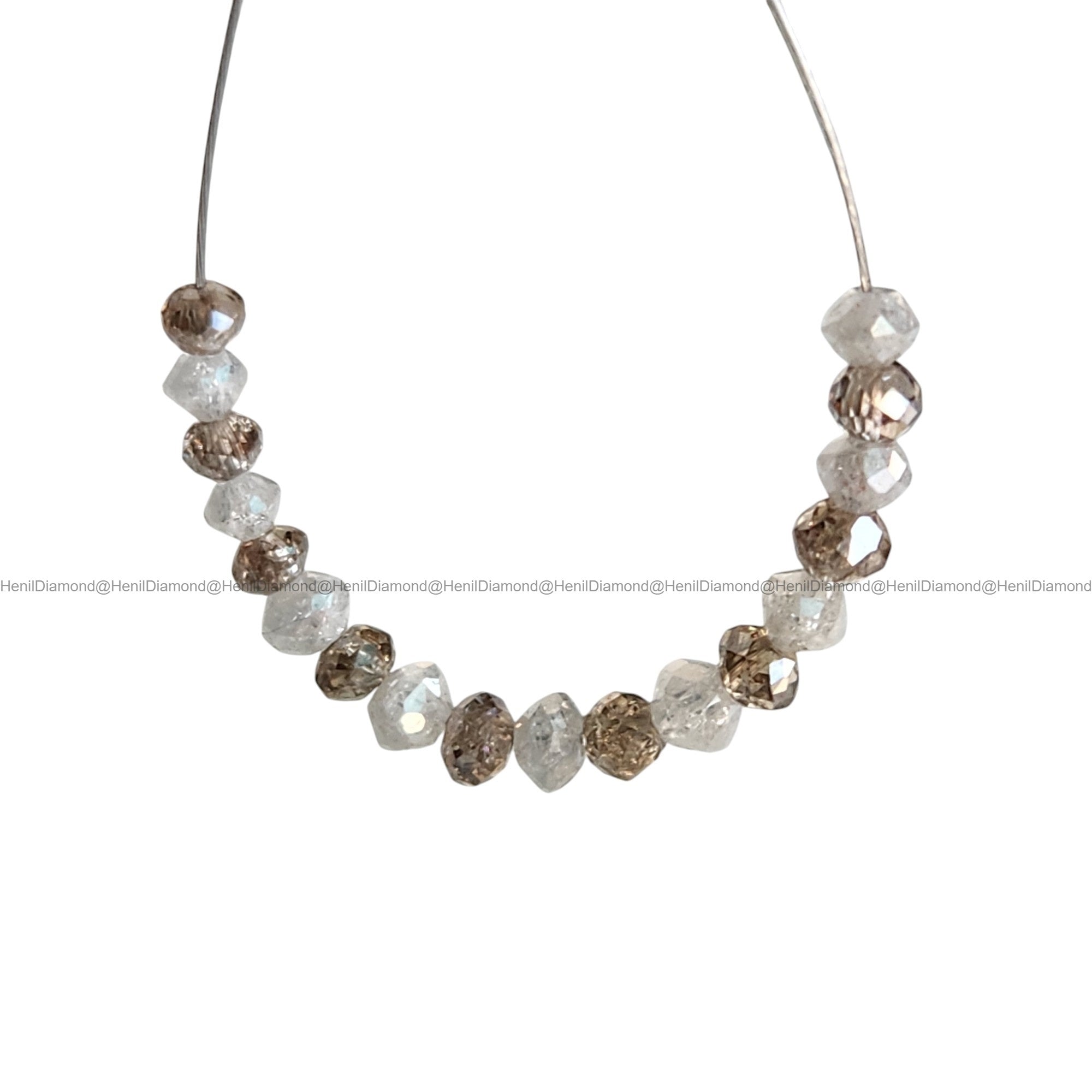 1.02 Ct Lot 1.50 to 2.00 MM Natural White Brown Color Polished Round Loose Diamonds Beads wt Drilled Hole for Necklace