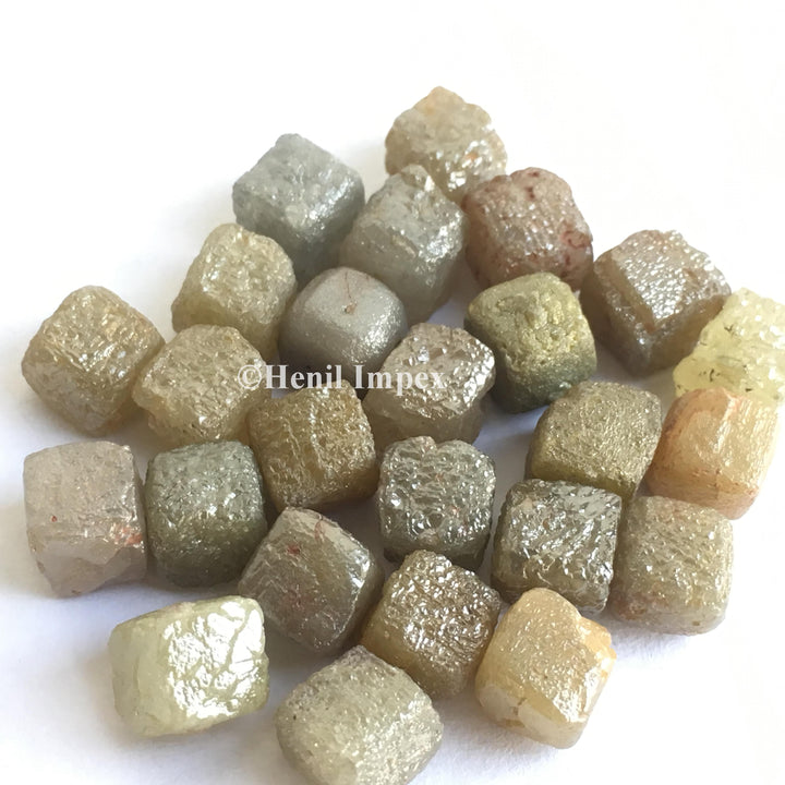 10.00+ Ct 5.00 to 7.00 MM Natural Mix Color Cube Shape Raw Rough Loose Diamond for Jewelry