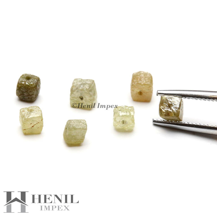 2.00-3.00 mm natural cube shape rough loose diamonds with drilled 0.50 MM hole beads 10 pcs. lot Conflict Free Cube Rough Diamond