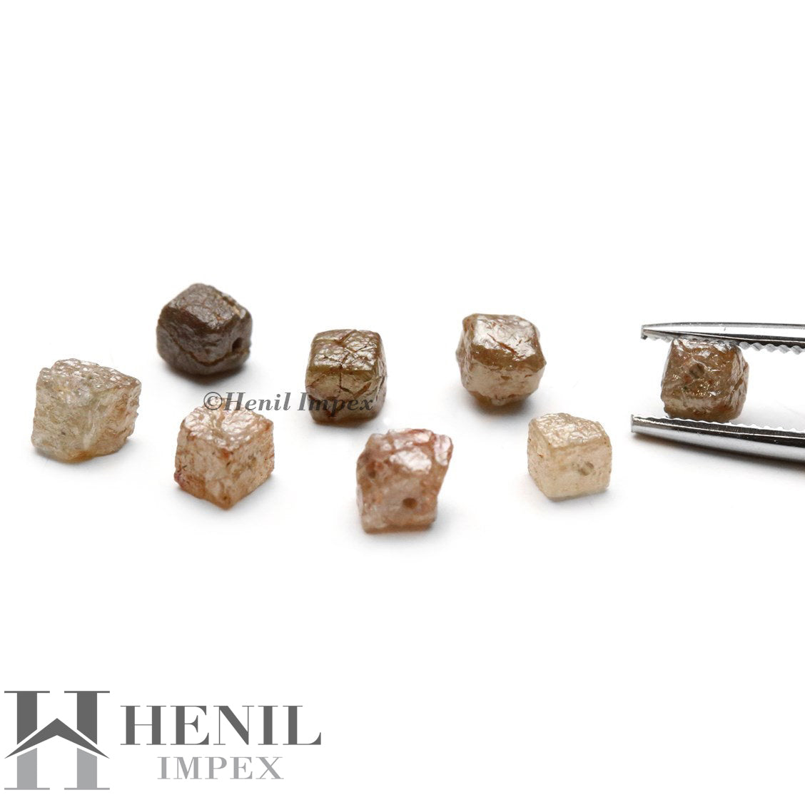 3.00-4.00 mm natural cube shape rough loose diamonds with drilled 1.00 MM hole beads 10 pcs. lot
