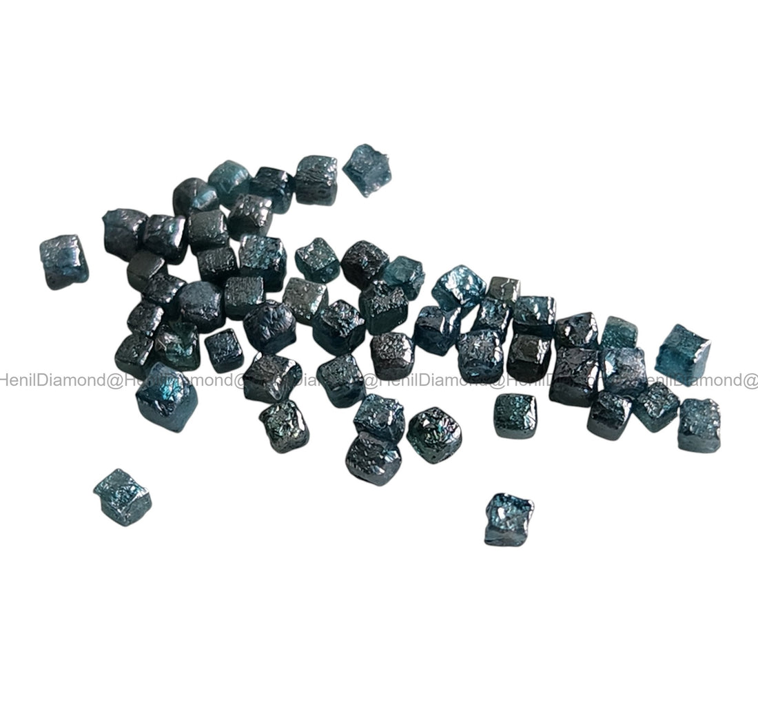 2.04 Ct 1.50-2.00 MM Natural Blue Cube Rough Loose Diamond for Jewelry