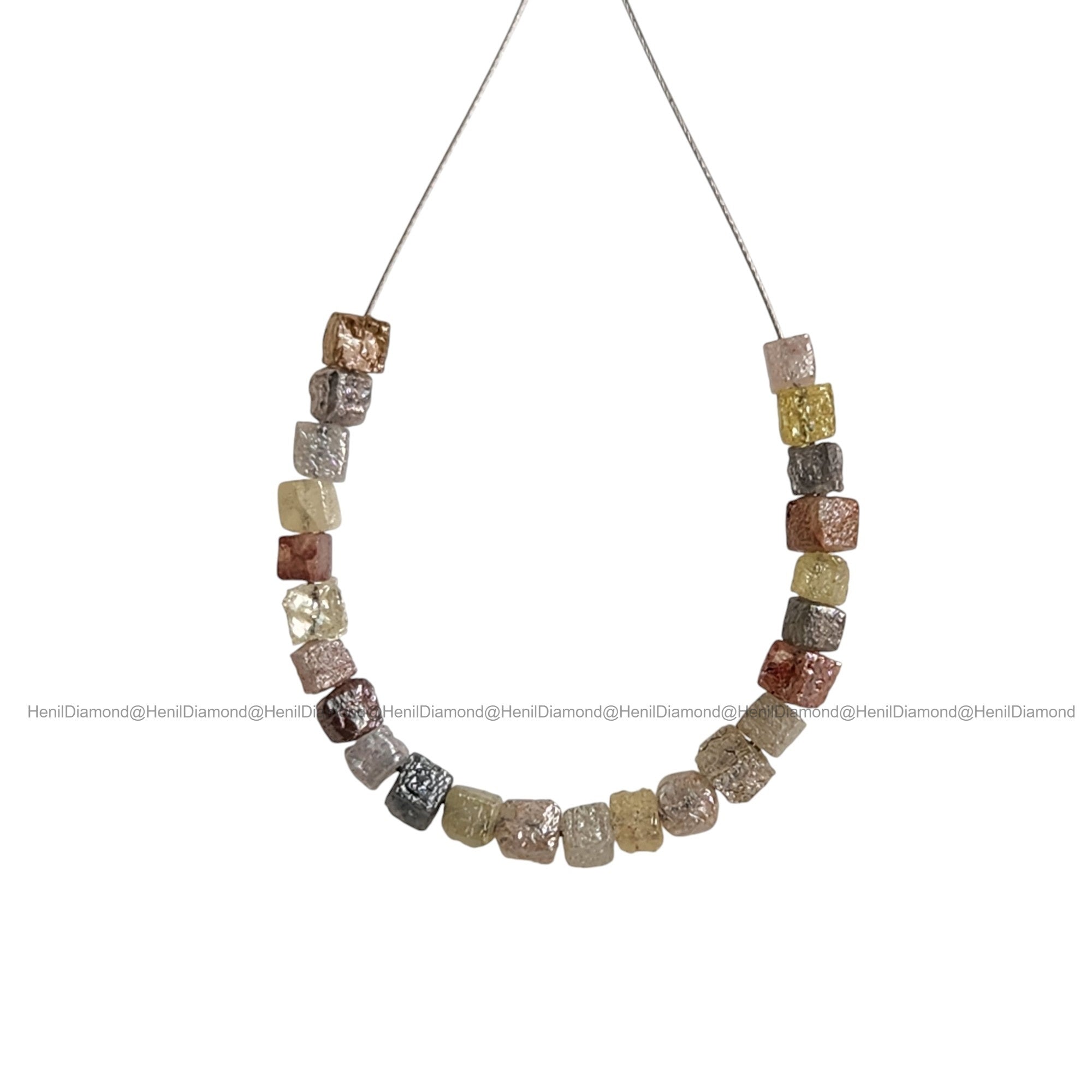 2.00 Ct Natural Mixed Color Rough Cube Diamond Beads with Drilled Hole | Loose Diamonds for Necklace Making