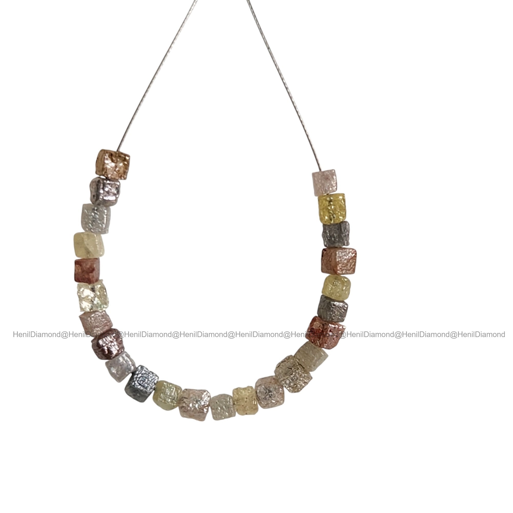 2.00 Ct Natural Mixed Color Rough Cube Diamond Beads with Drilled Hole | Loose Diamonds for Necklace Making