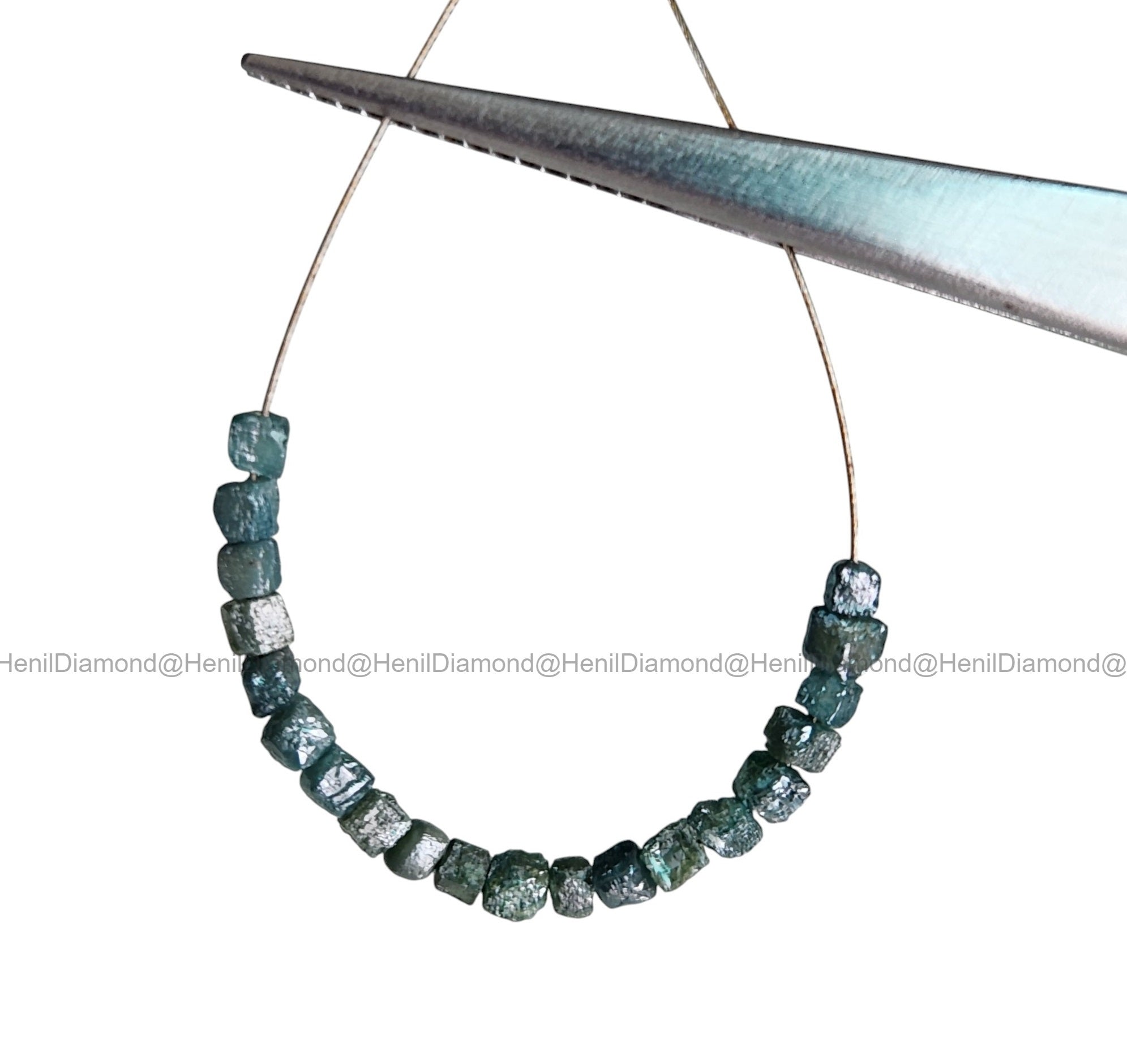 1.02 Ct Natural Blue Rough Cube Loose Diamond Beads with Drilled Hole for Necklace Making