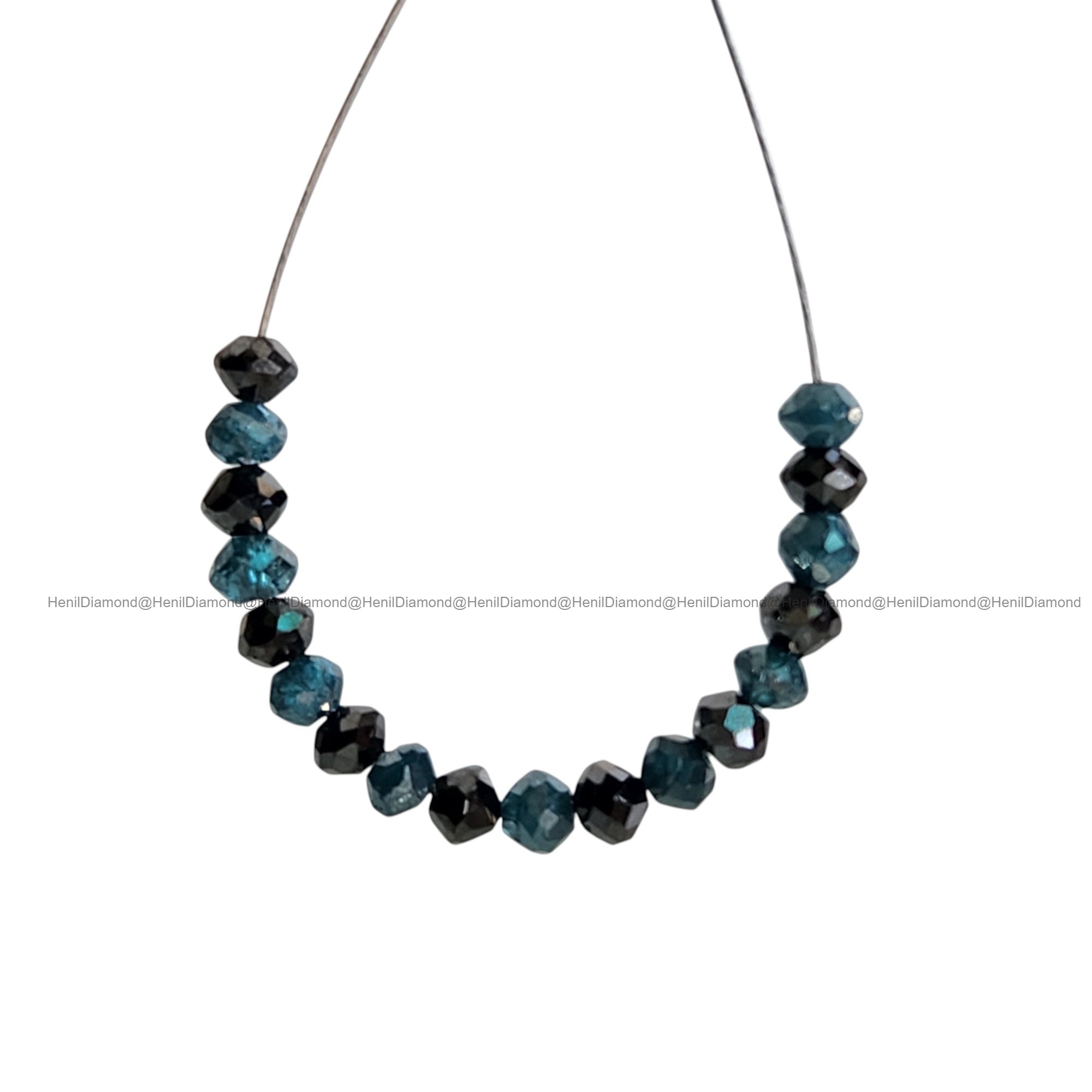 1.02 Ct Lot 1.50 to 2.00 MM Natural Blue Black Polished Round Loose Diamonds Beads wt Drilled Hole for String