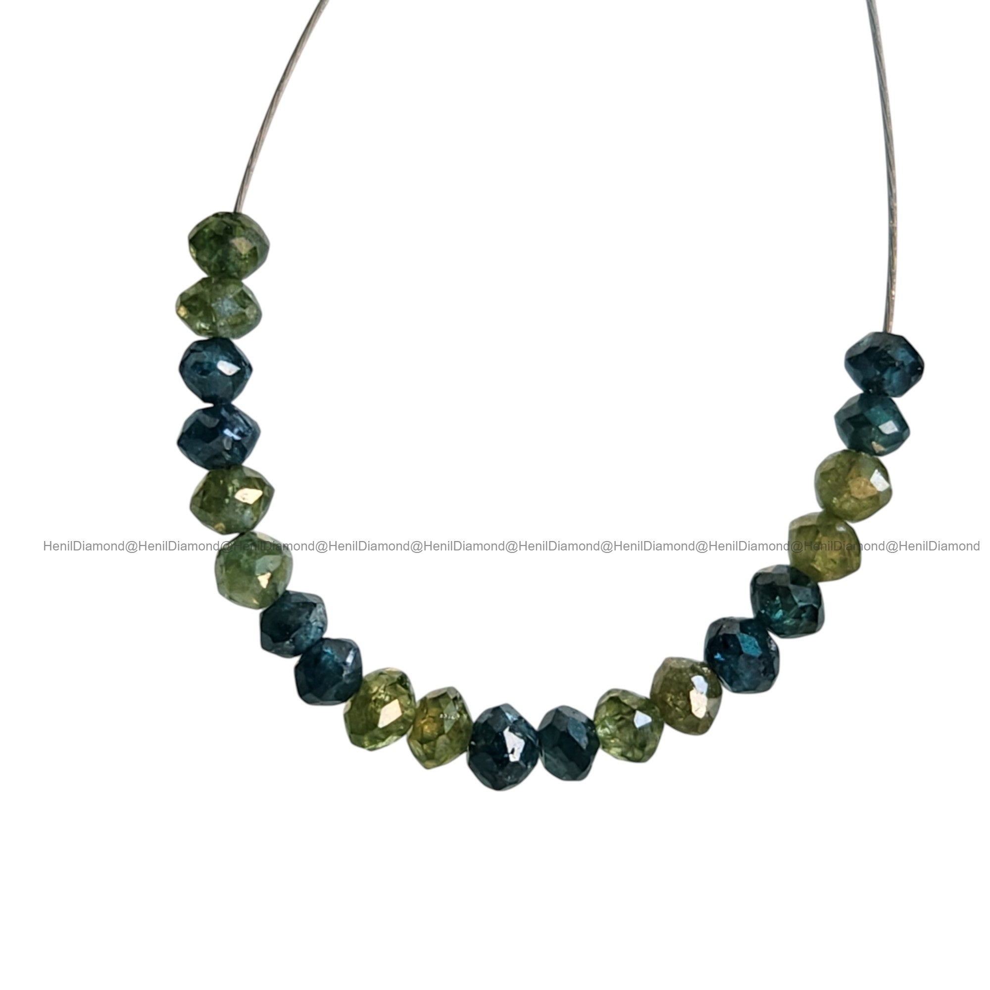 1.05 Ct Lot 1.50 to 2.00 MM Natural Green Blue Polished Round Loose Diamonds Beads wt Drilled Hole for Necklace