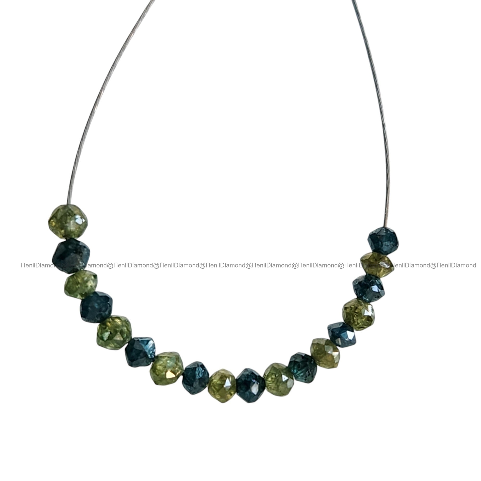 1.06 Ct Lot 1.50 to 2.00 MM Natural Green Blue Polished Round Loose Diamonds Beads wt Drilled Hole for Strand