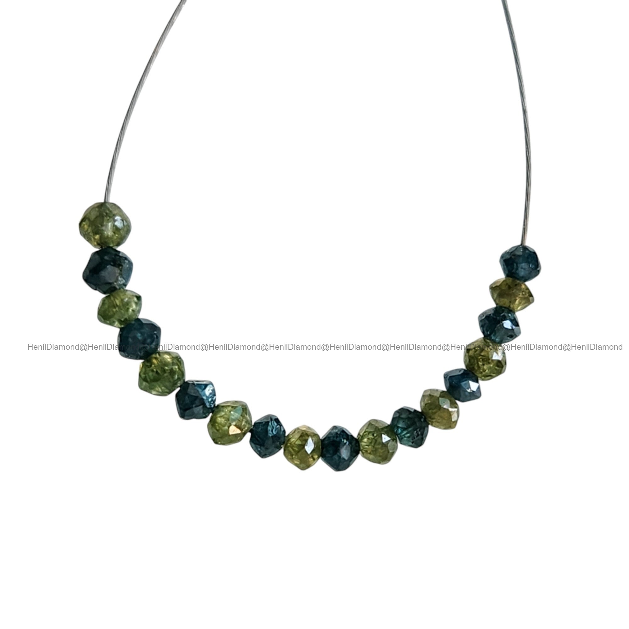 1.06 Ct Lot 1.50 to 2.00 MM Natural Green Blue Polished Round Loose Diamonds Beads wt Drilled Hole for Strand