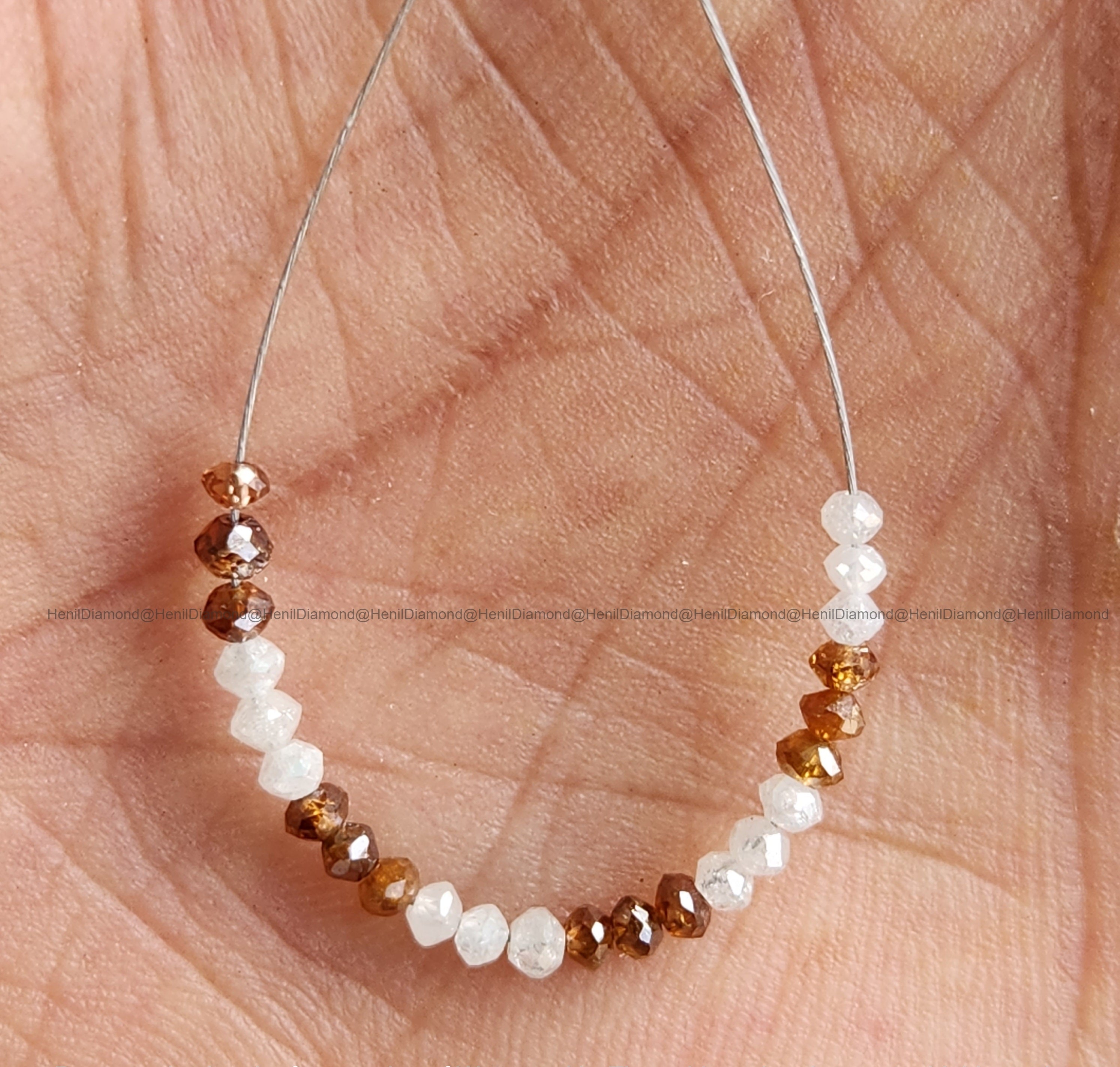 1.05 Ct Lot 1.50 to 2.00 MM Natural White Red Color Polished Round Loose Diamonds Beads wt Drilled Hole for String