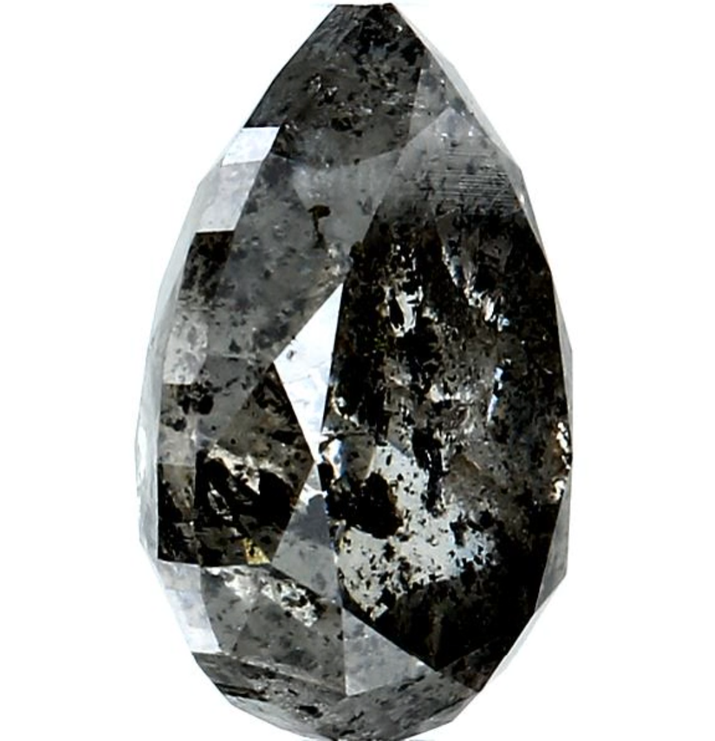 Salt and Pepper Diamond, 2.92 Ct Natural Gray Color Pear Cut Loose Diamonds for Engagement Ring