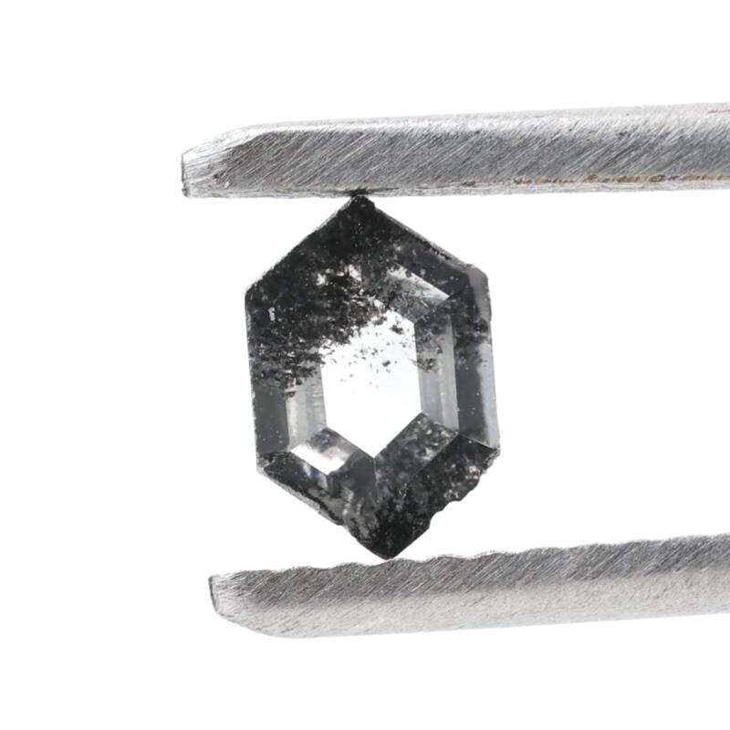 0.43 Ct Salt and Pepper Diamond, Natural Gray Hexagon Cut Loose Diamonds for Engagement Ring