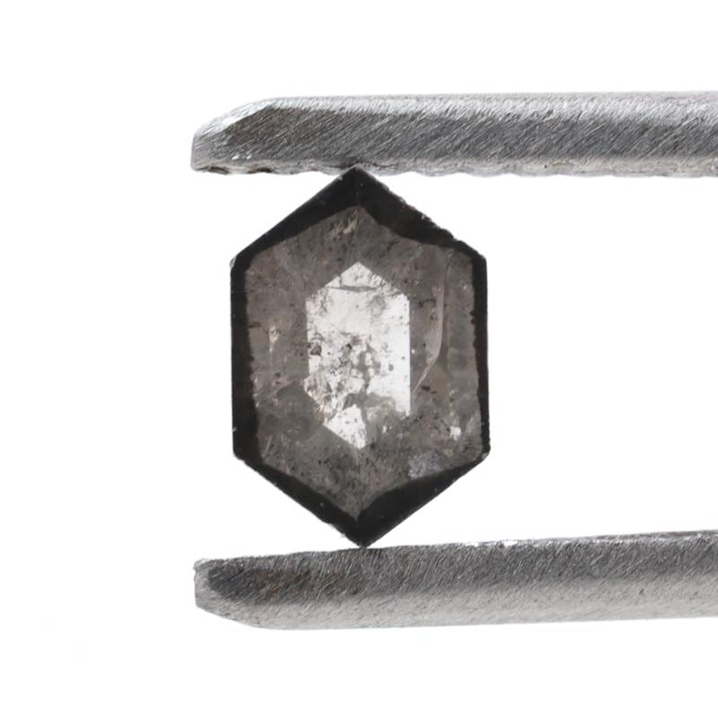 0.48 Ct Salt and Pepper Diamond, Natural Gray Hexagon Cut Loose Diamonds for Engagement Ring