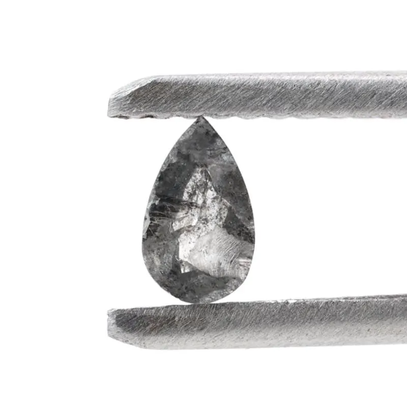 0.27 Ct Salt and Pepper Diamond, Natural Gray Color Pear Cut Loose Diamonds for Wedding Ring