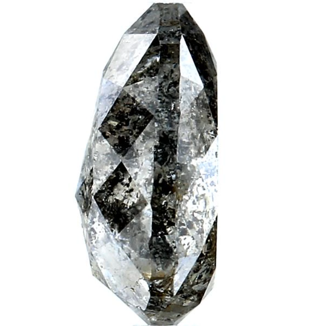 2.06 Ct Salt and Pepper Diamond, Natural Gray Color Pear Cut Loose Diamonds for Engagement Ring