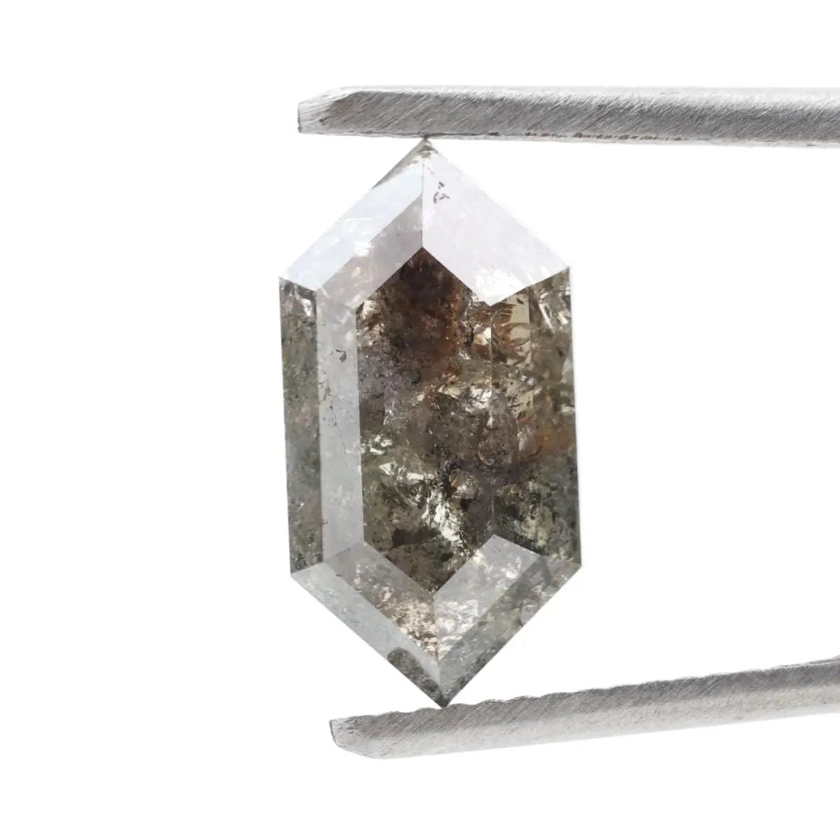 3.12 Ct Salt and Pepper Diamond, Natural Gray Hexagon Cut Loose Diamonds for Engagement Ring