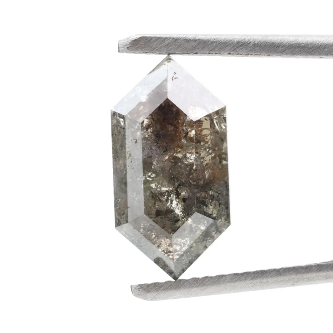 3.12 Ct Salt and Pepper Diamond, Natural Gray Hexagon Cut Loose Diamonds for Engagement Ring