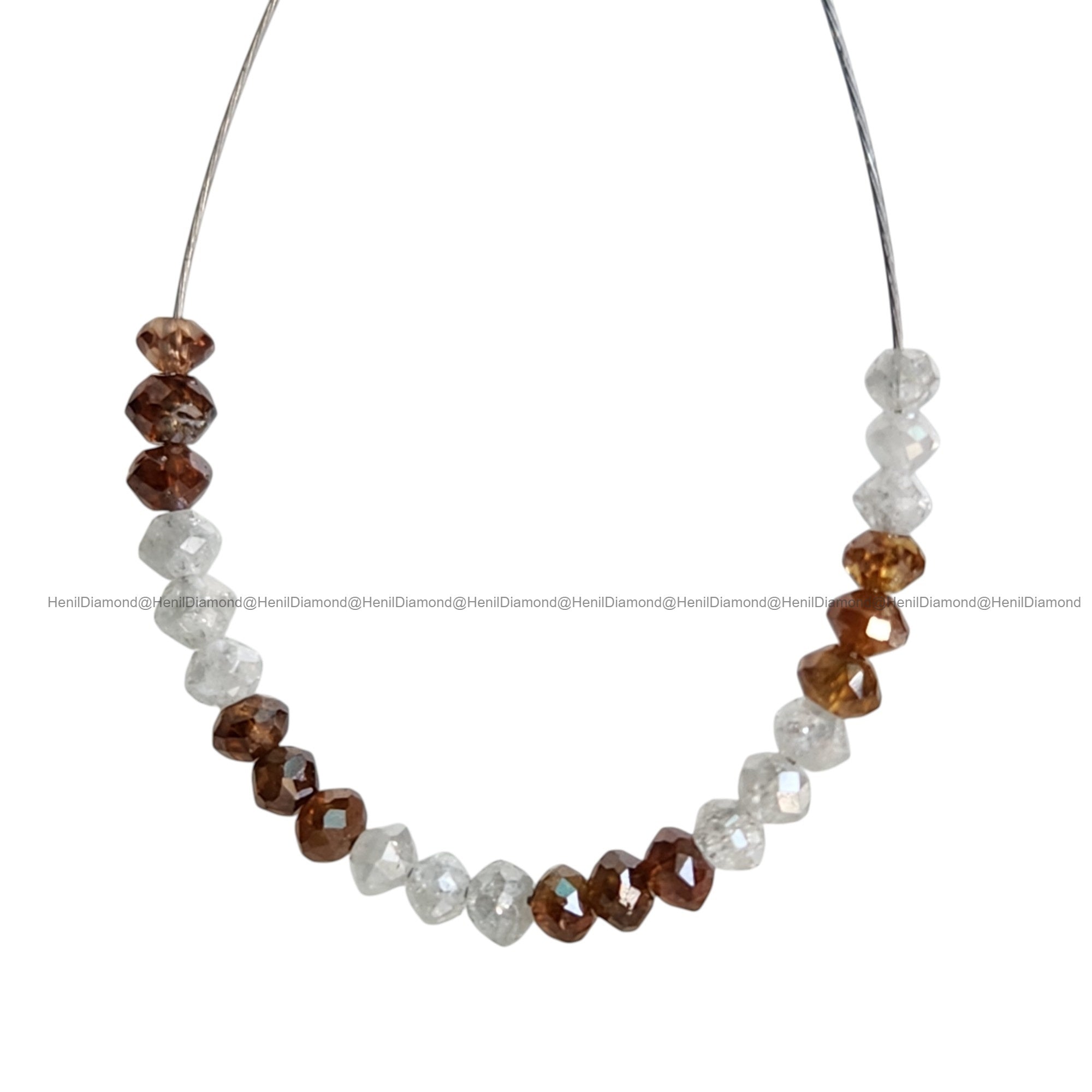 1.05 Ct Lot 1.50 to 2.00 MM Natural White Red Color Polished Round Loose Diamonds Beads wt Drilled Hole for String