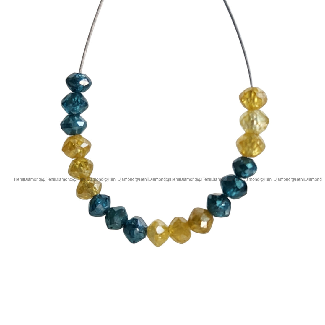 1.04 Ct Lot 1.50 to 2.00 MM Fancy Yellow Blue Color Polished Round Loose Diamonds Beads wt Drilled Hole for String
