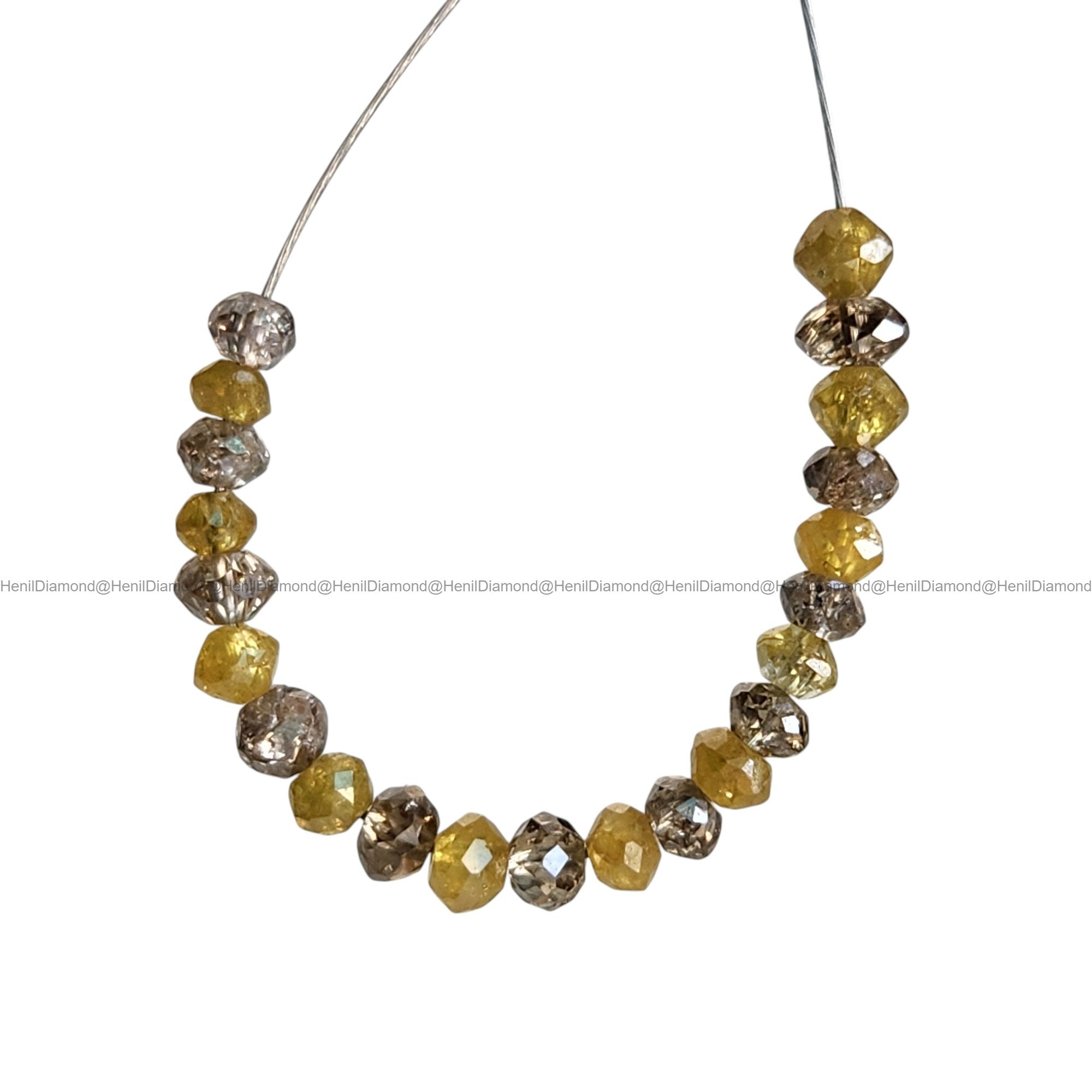 1.03 Ct Lot 1.50 to 2.00 MM Natural Yellow Brown Color Polished Round Loose Diamonds Beads wt Drilled Hole for Strand