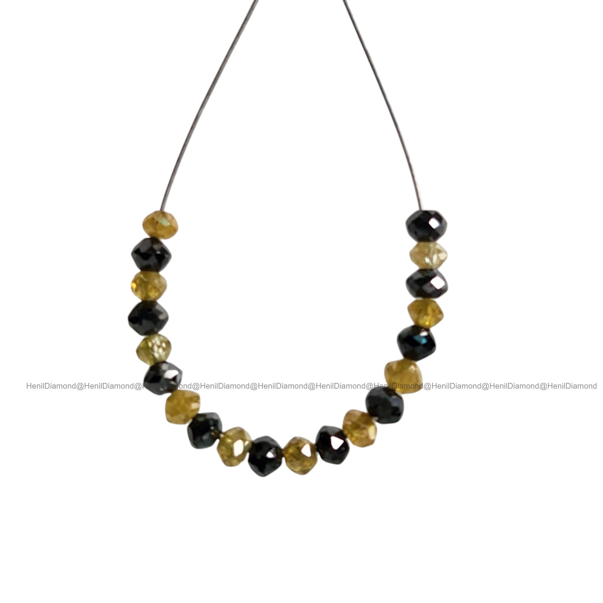 1.04 Ct Lot 1.50 to 2.00 MM Natural Yellow Black Polished Round Loose Diamonds Beads wt Drilled Hole for Strand