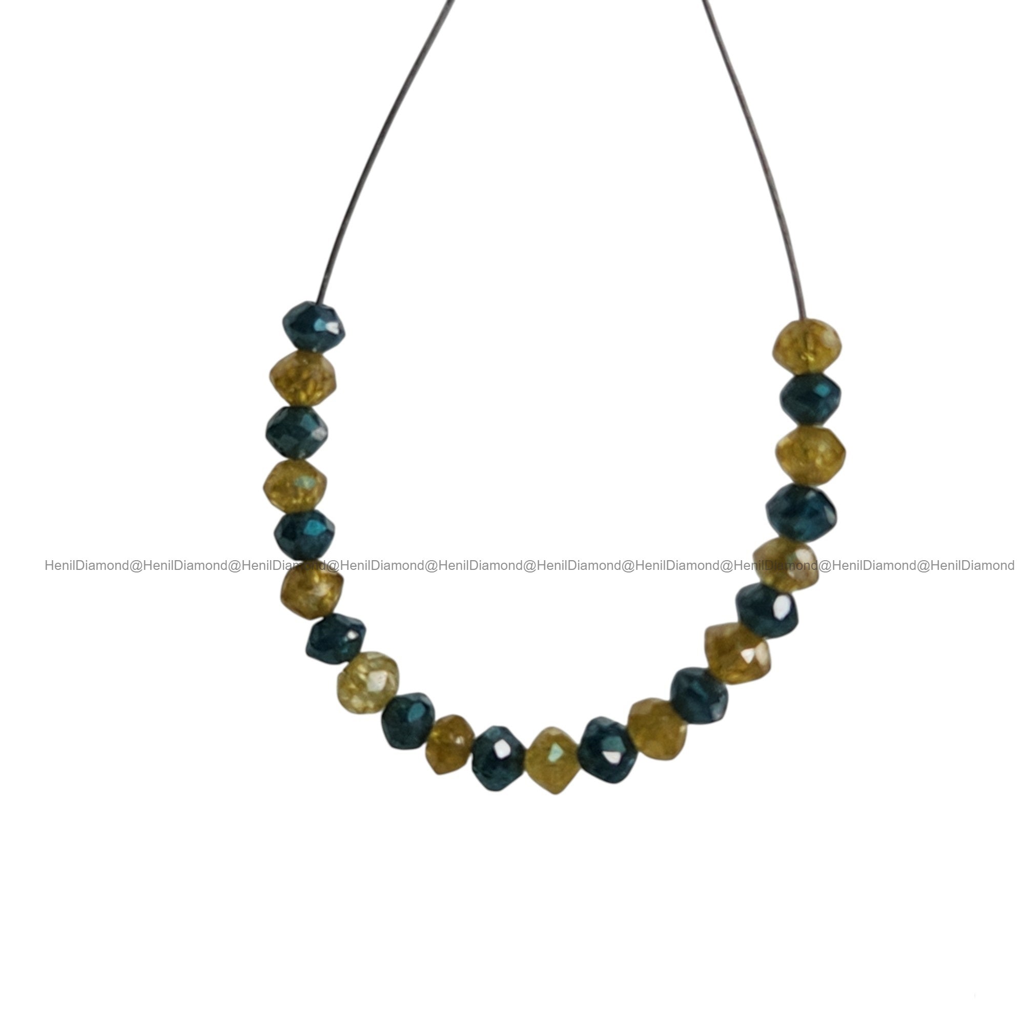 1.03 Ct Lot 1.50 to 2.00 MM Natural Yellow Blue Polished Round Loose Diamonds Beads wt Drilled Hole for String