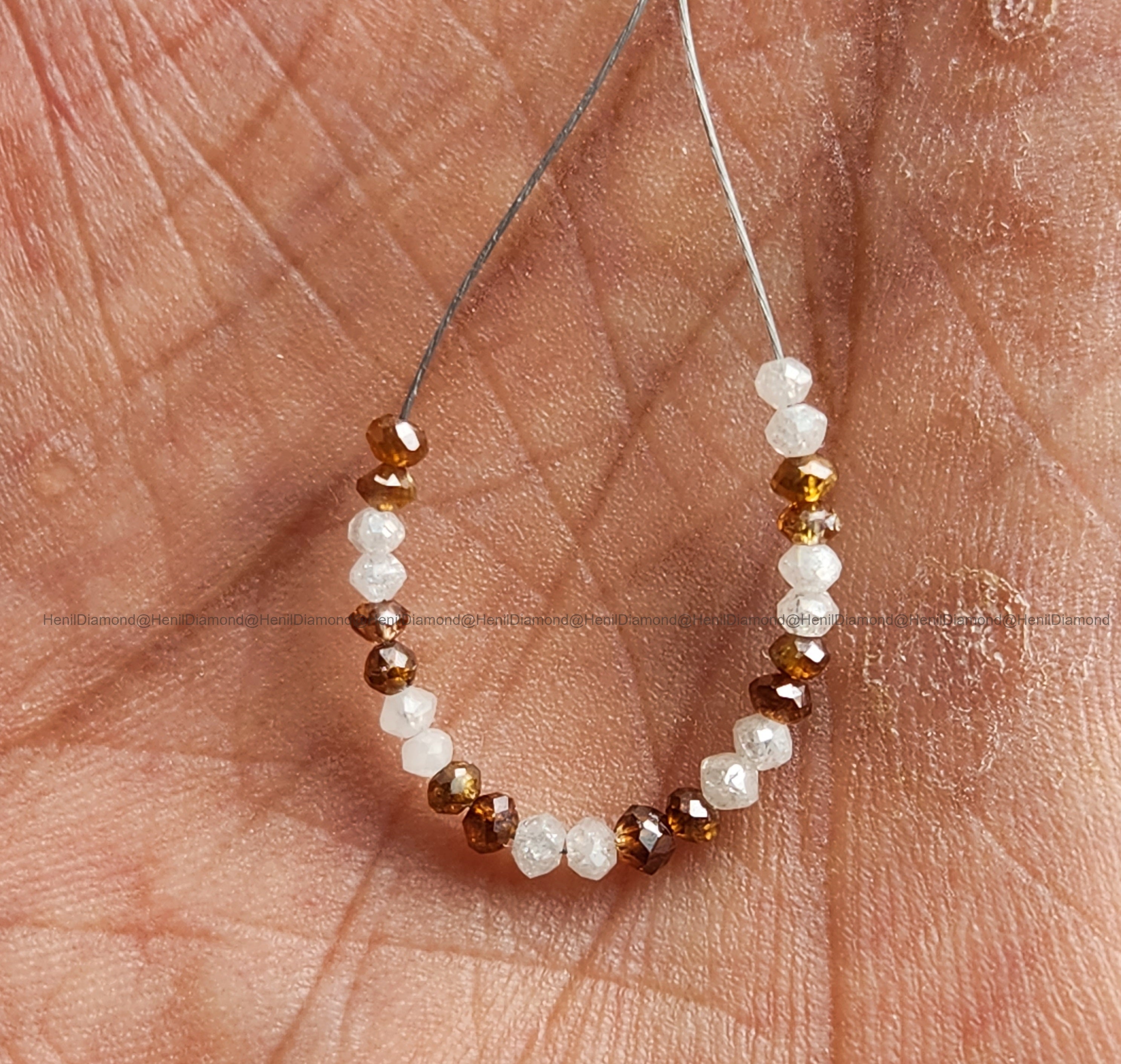 1.04 Ct Lot 1.50 to 2.00 MM Natural White Red Polished Round Loose Diamonds Beads wt Drilled Hole for making Jewelry