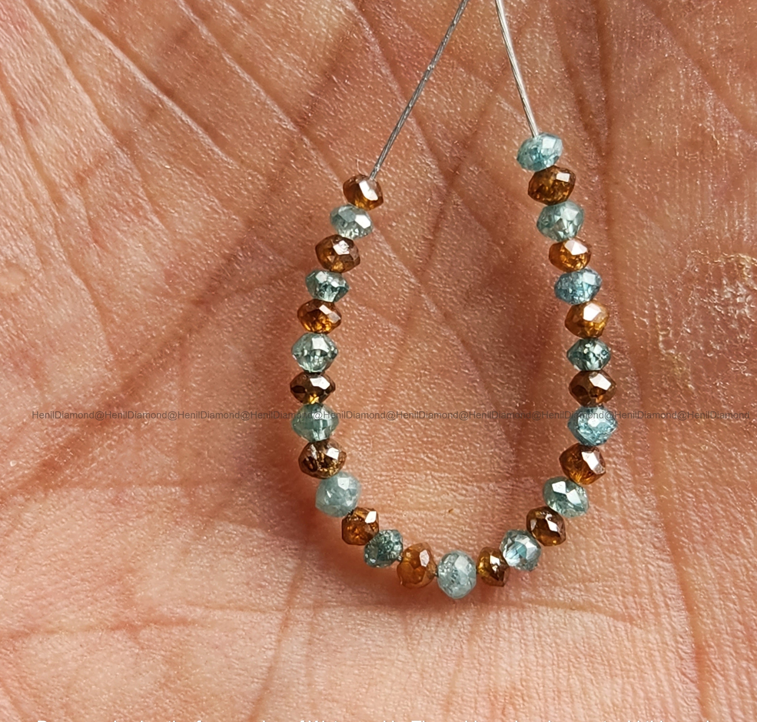 1.05 Ct Lot 1.50 to 2.00 MM Natural Blue Red Polished Round Loose Diamonds Beads wt Drilled Hole for Necklace