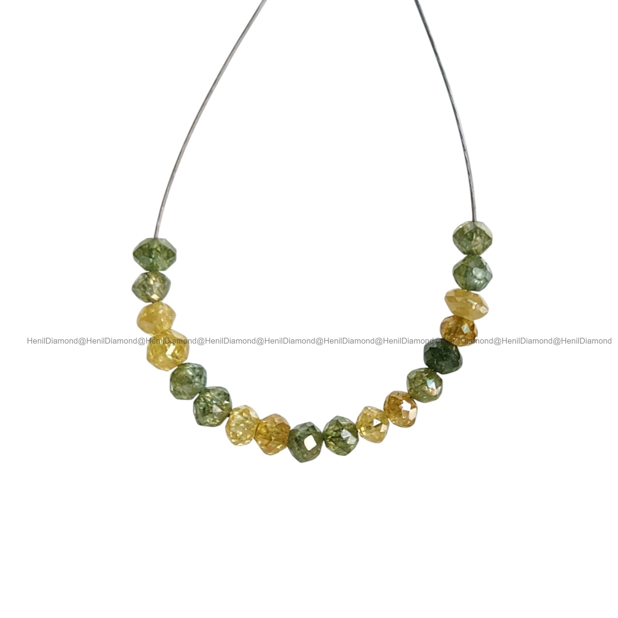 1.04 Ct Lot 1.50 to 2.00 MM Natural Yellow Green Polished Round Loose Diamonds Beads wt Drilled Hole for Bracelet