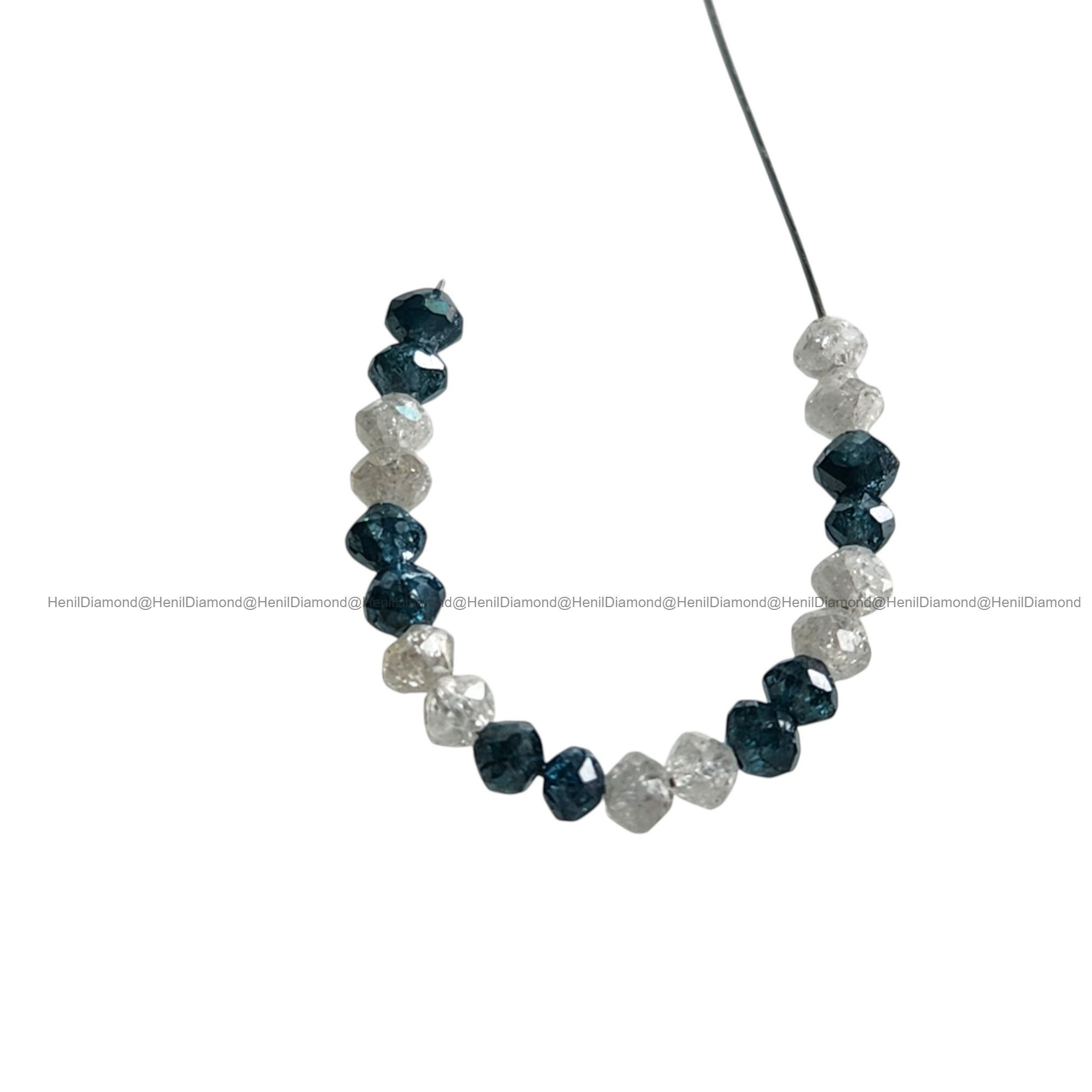 1.04 Ct Lot 1.50 to 2.00 MM Natural Blue White Polished Round Loose Diamonds Beads wt Drilled Hole for Bracelet