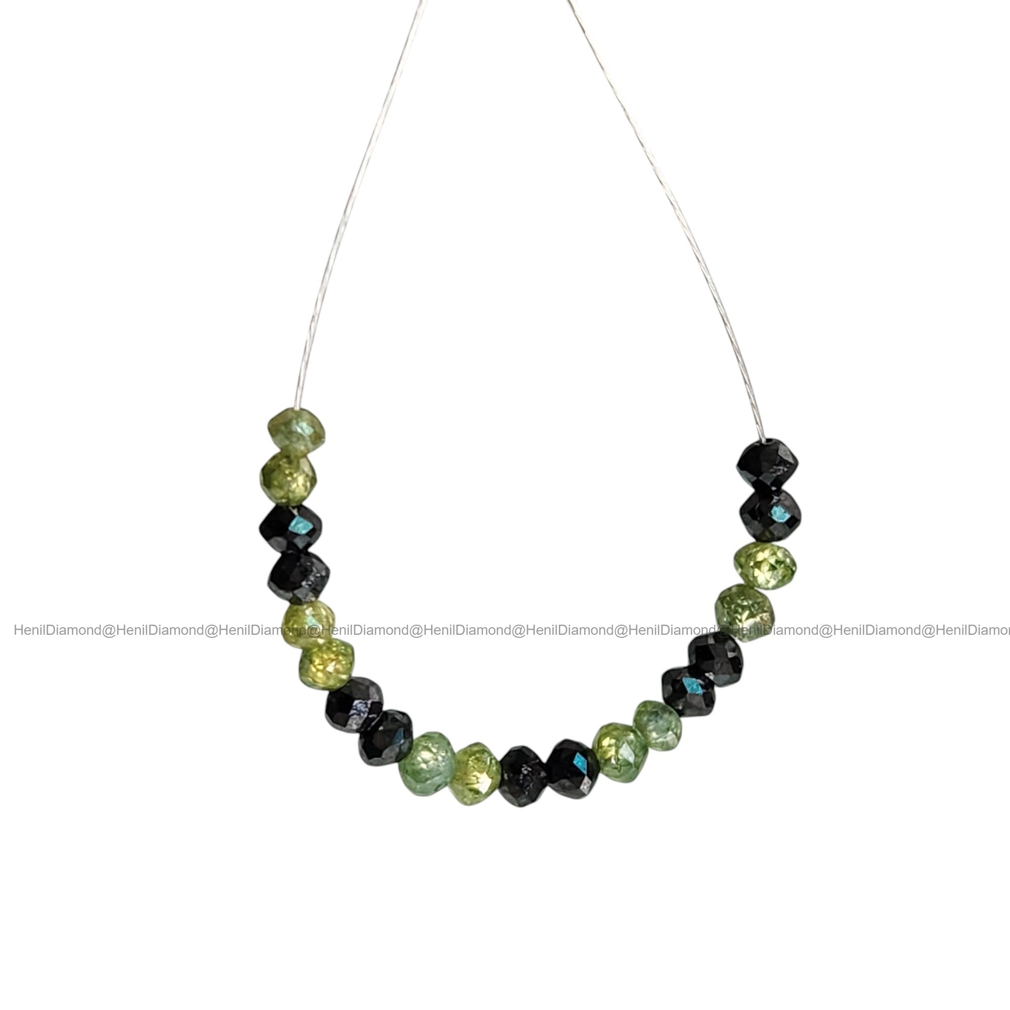 1.04 Ct Lot 1.50 to 2.00 MM Natural Green Black Polished Round Loose Diamonds Beads wt Drilled Hole for Bracelet